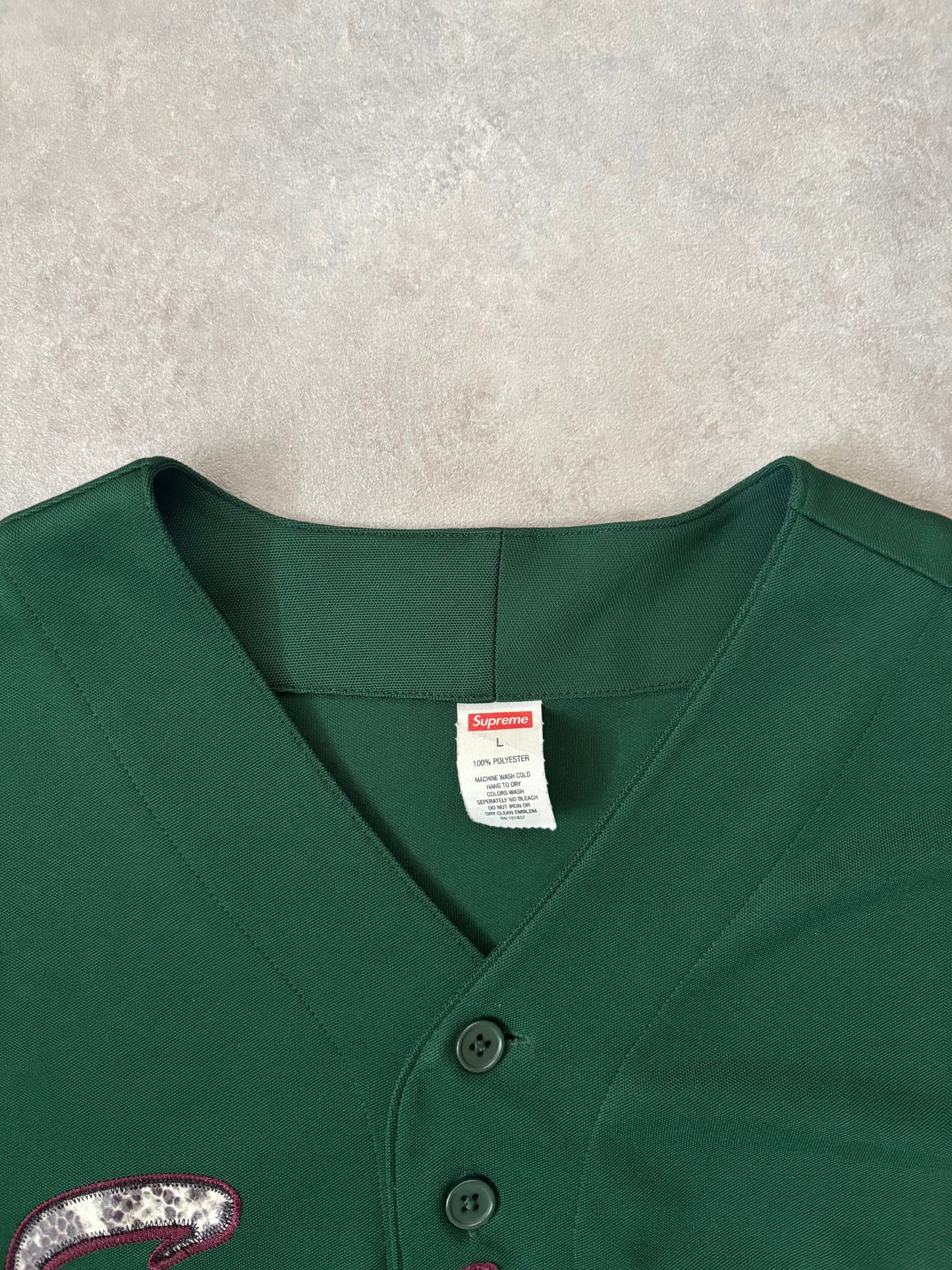 Supreme Snake Script Logo Baseball Jersey (Str. L)