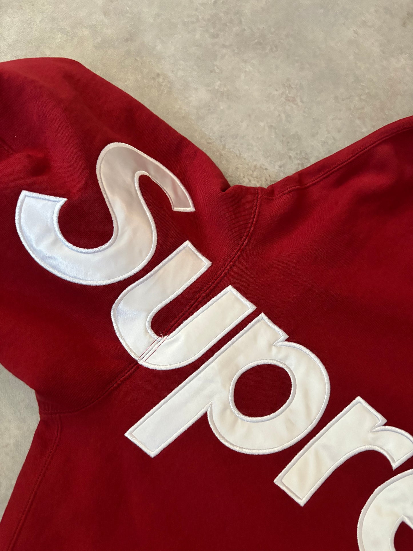 Supreme Satin Appliqué Hooded Sweatshirt (Str. L)
