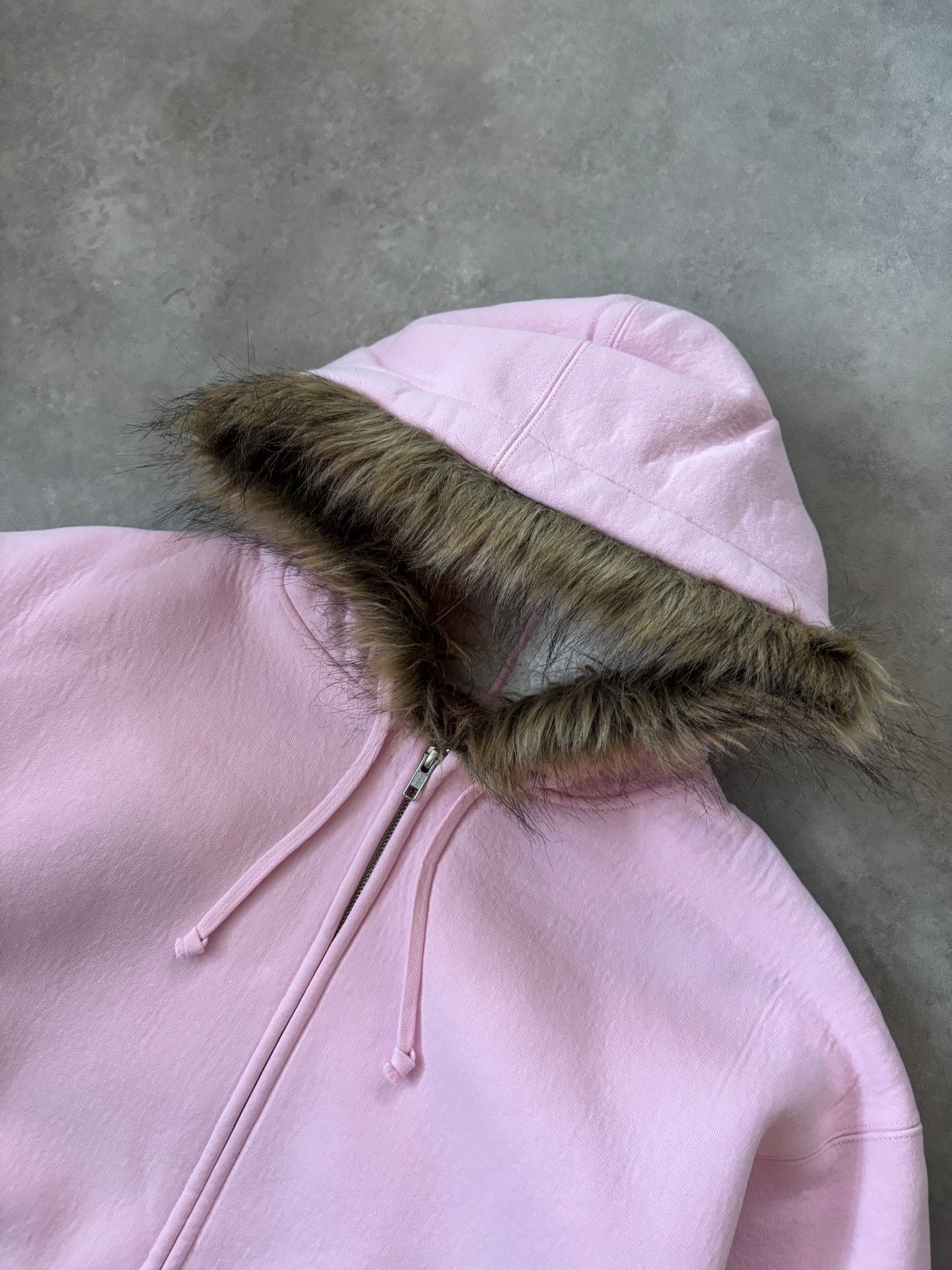 Supreme Faux Fur Zip Up Hooded Sweatshirt (Str. L)