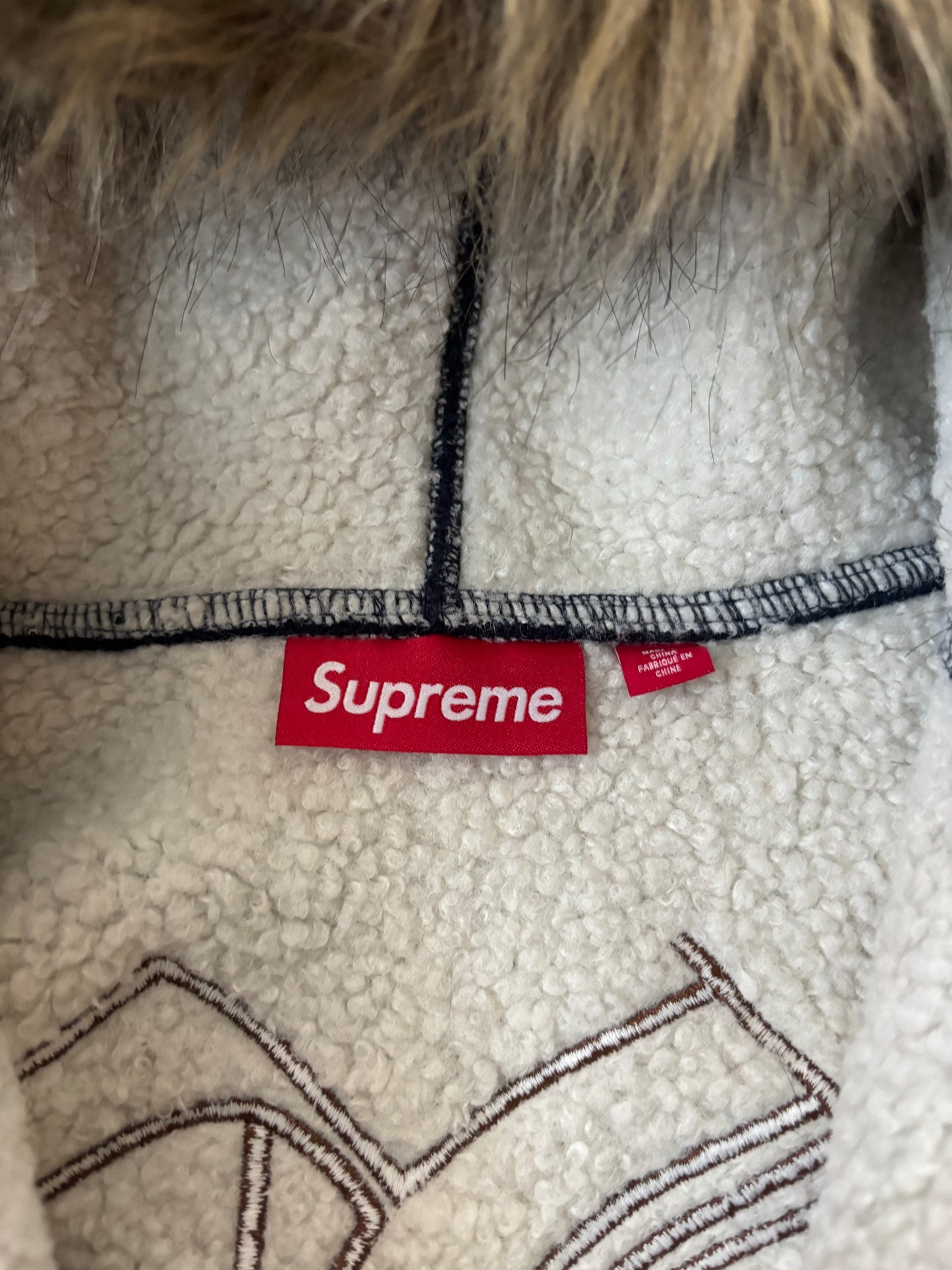 Supreme Faux Fur Zip  Up Hooded Sweatshirt (Str. S)