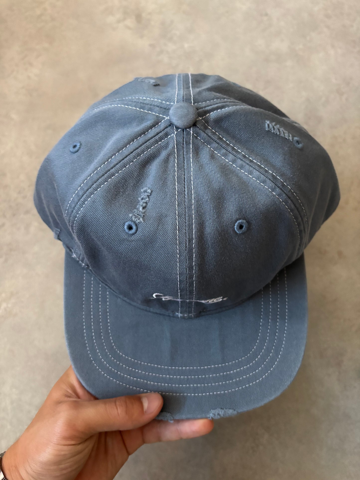 Supreme Distressed Script 6-Panel Cap