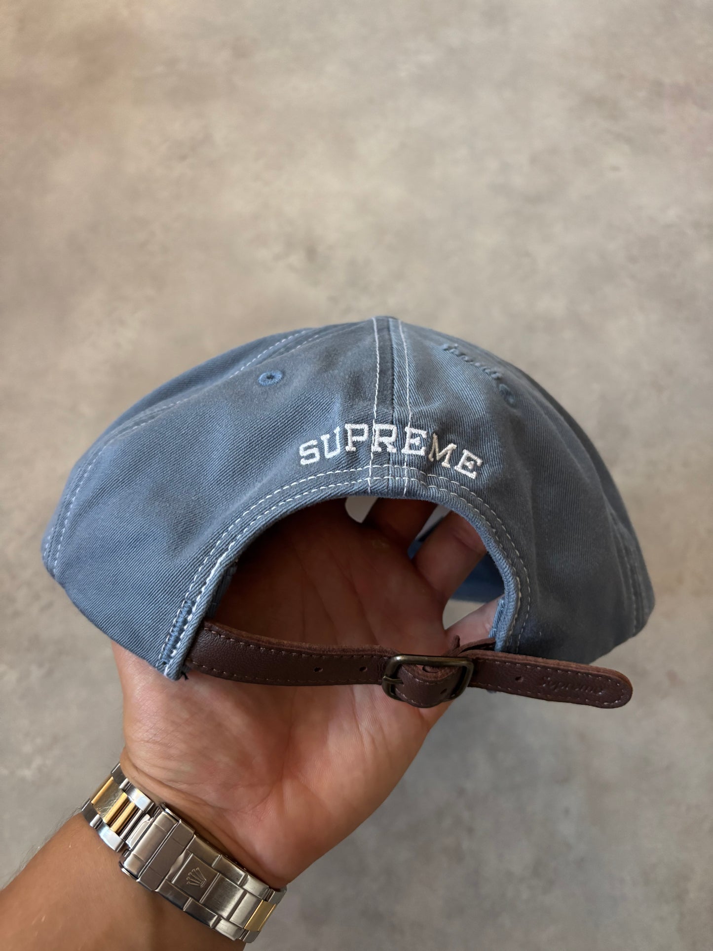 Supreme Distressed Script 6-Panel Cap