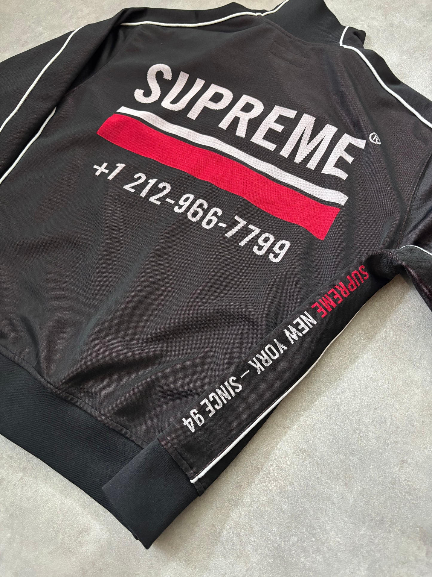 Supreme Phone Number Zip Up Sweatshirt (Str. L)