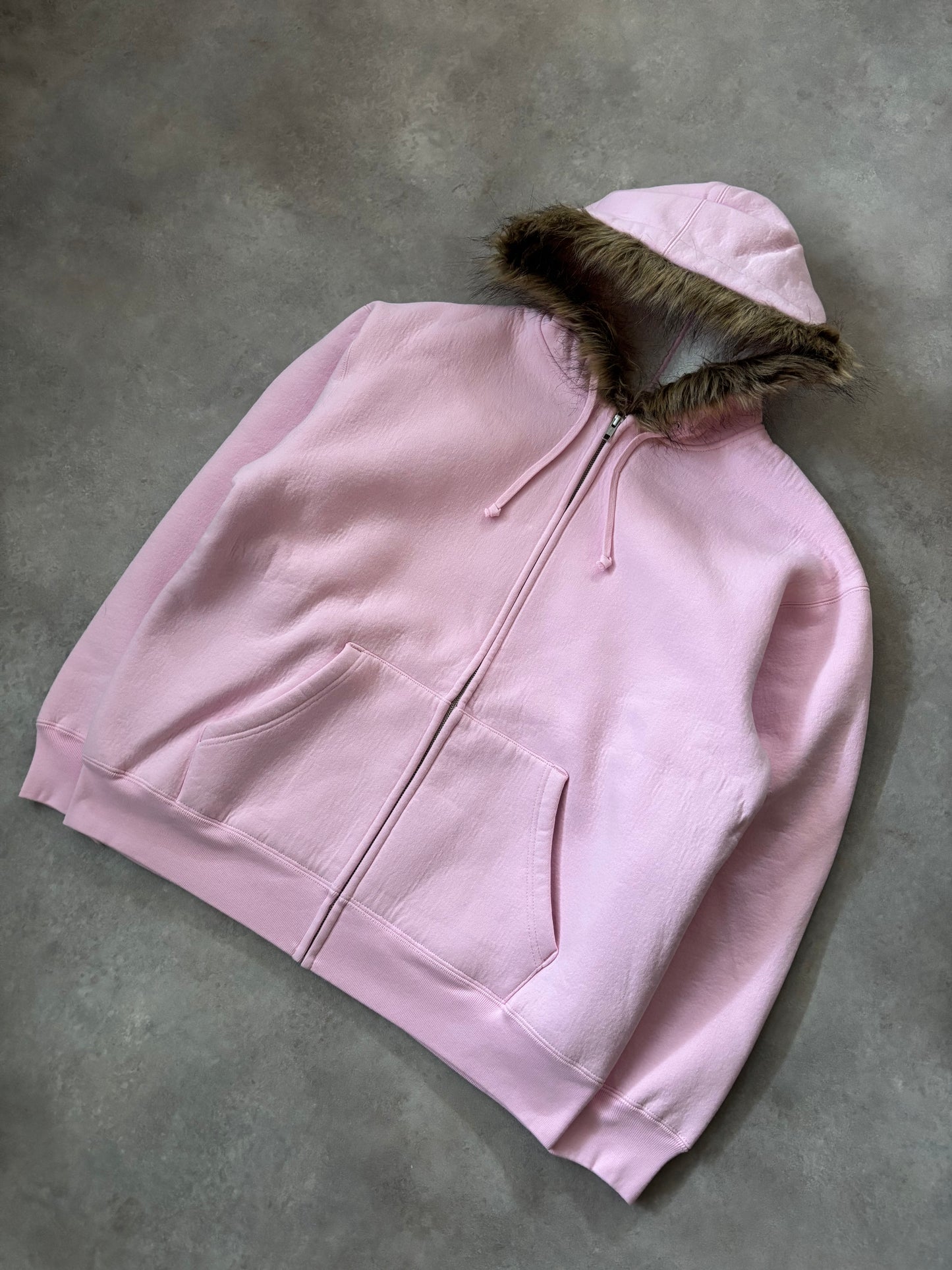 Supreme Faux Fur Zip Up Hooded Sweatshirt (Str. L)