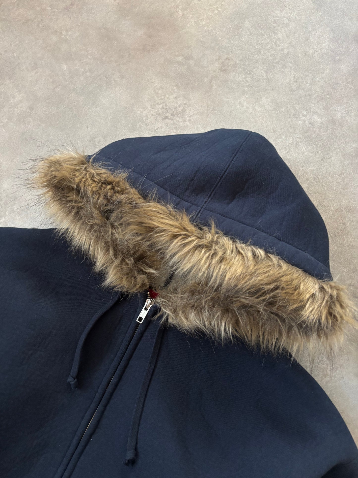 Supreme Faux Fur Zip  Up Hooded Sweatshirt (Str. S)