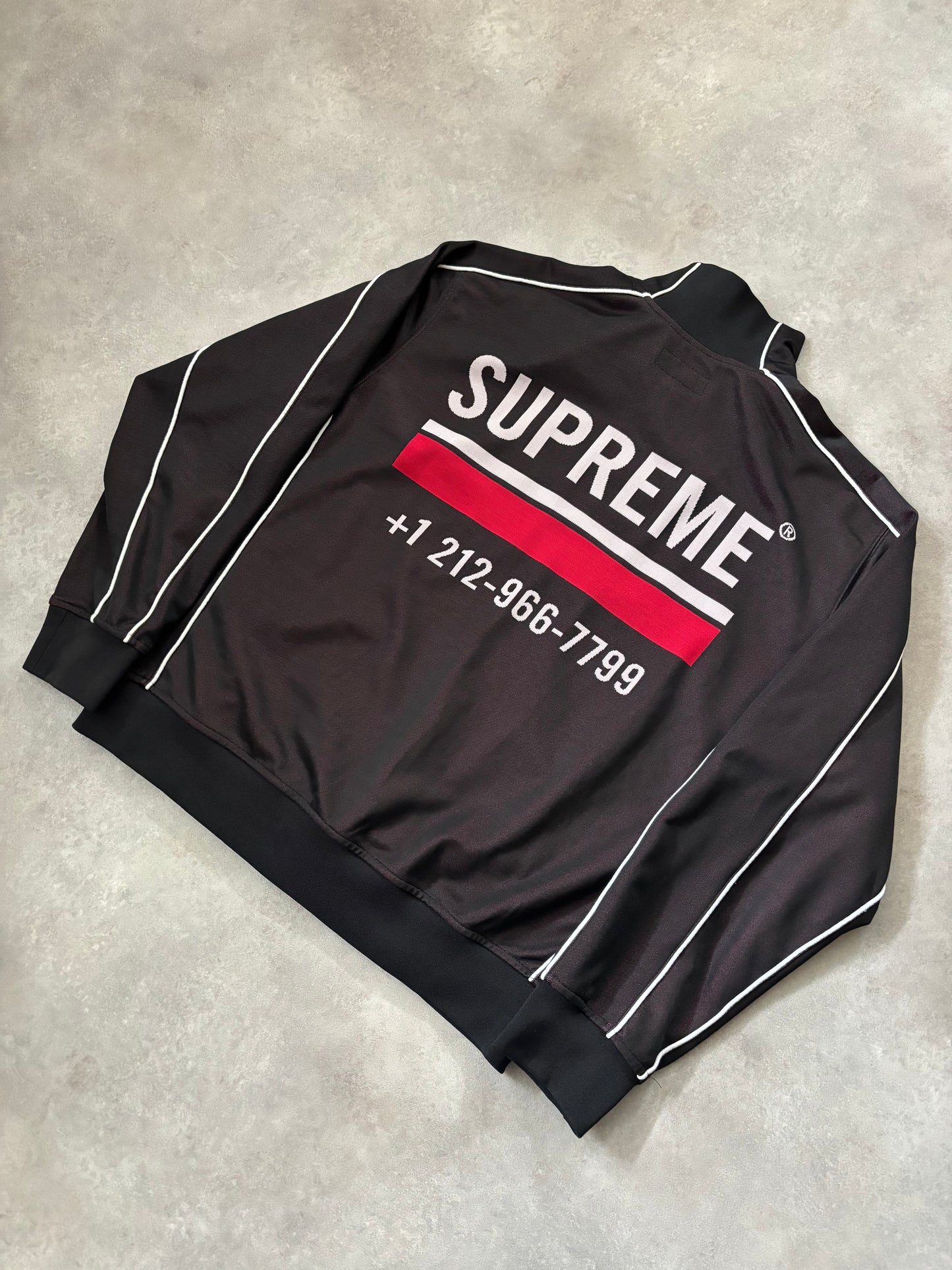 Supreme Phone Number Zip Up Sweatshirt (Str. L)