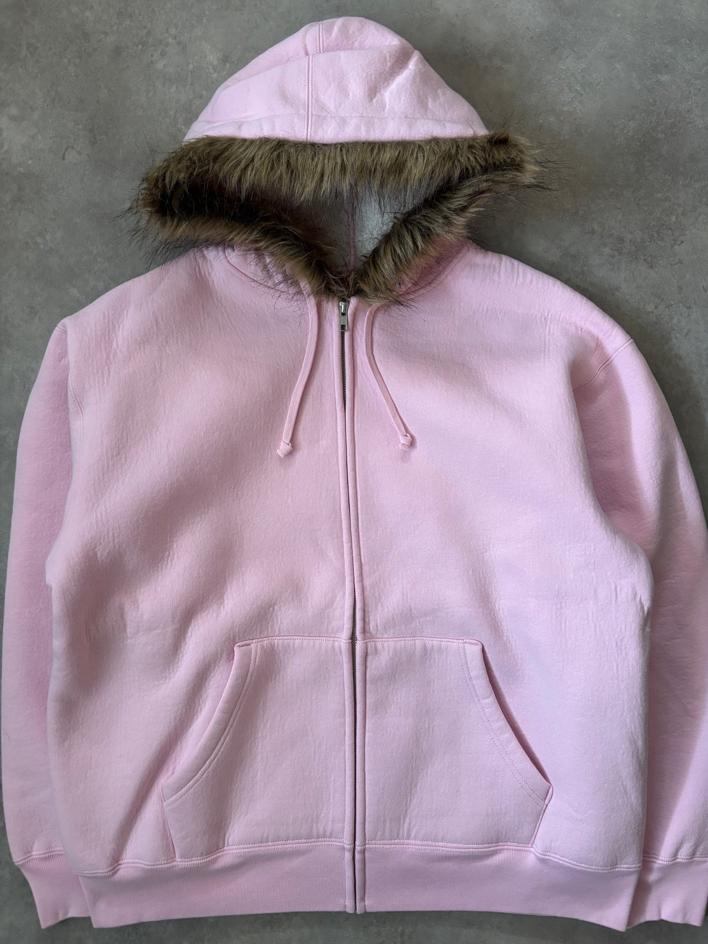 Supreme Faux Fur Zip Up Hooded Sweatshirt (Str. L)