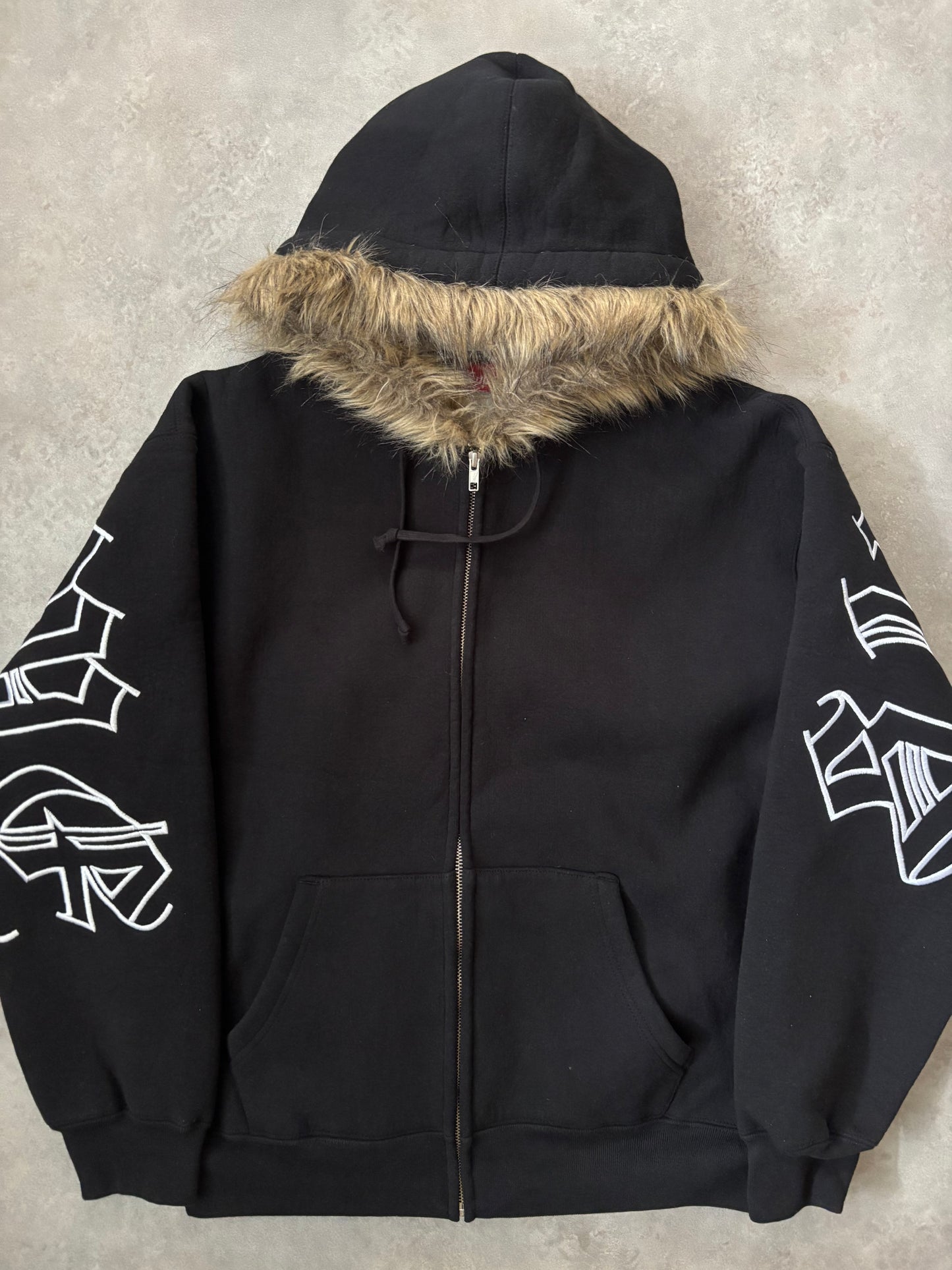 Supreme Faux Fur Zip Up Hooded Sweatshirt (Str. M)