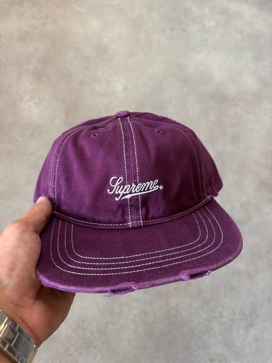 Supreme Distressed Script 6-Panel Cap