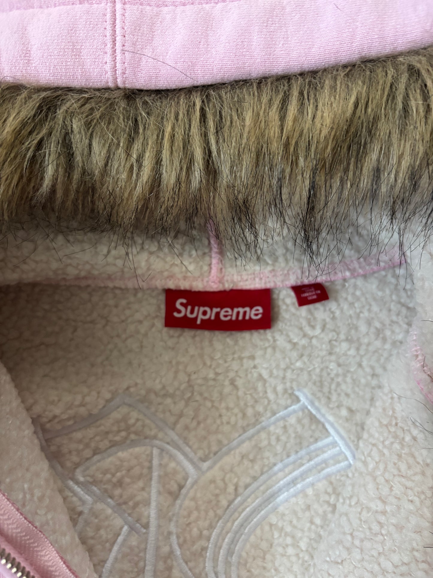 Supreme Faux Fur Zip Up Hooded Sweatshirt (Str. L)
