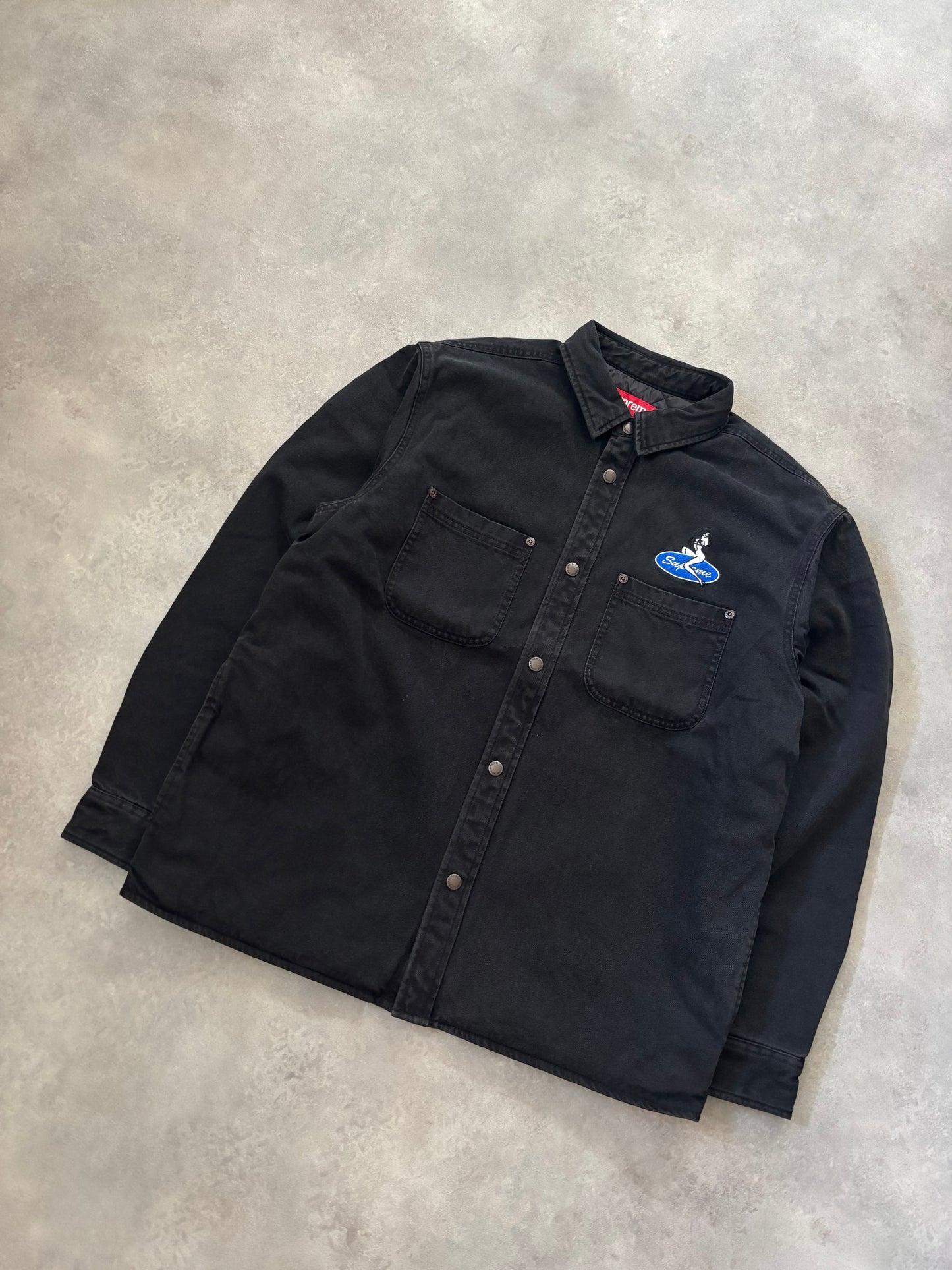 Supreme Quilted Lined Denim Snap Shirt (Str. M)