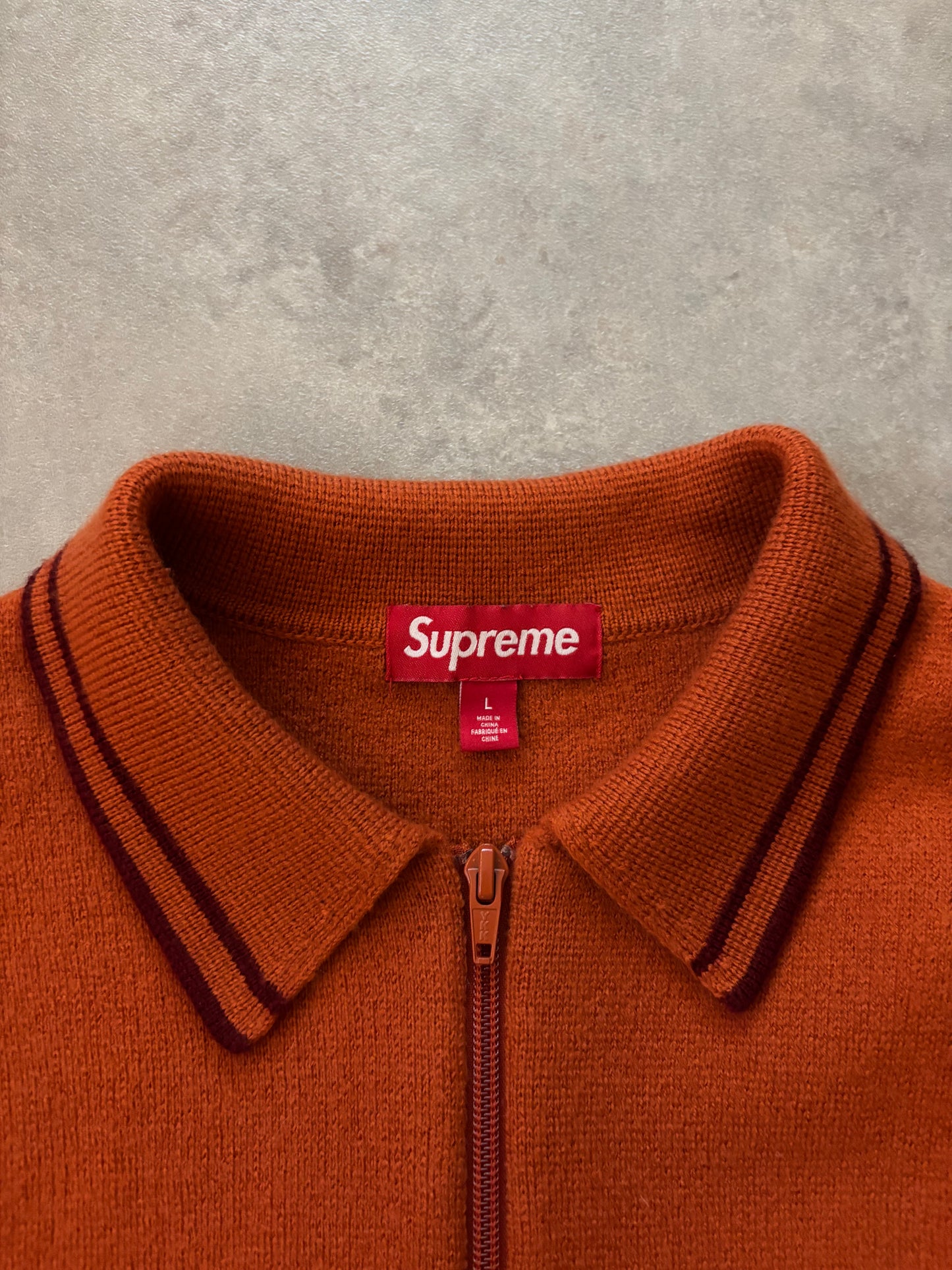 Supreme Zip Up Polo Sweater (Str. L)