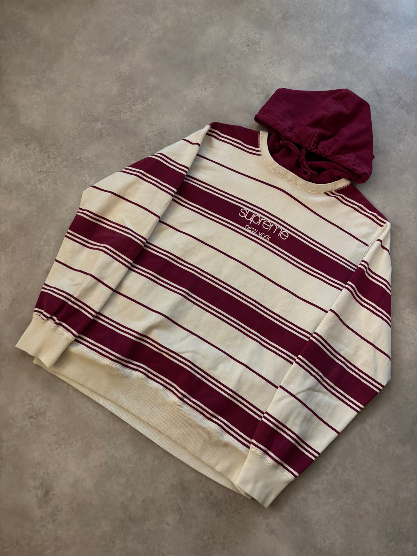 Supreme Striped Hooded Crewneck (Str. M)
