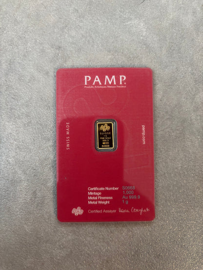Supreme x Pamp Suisse 1g Gold Bar
