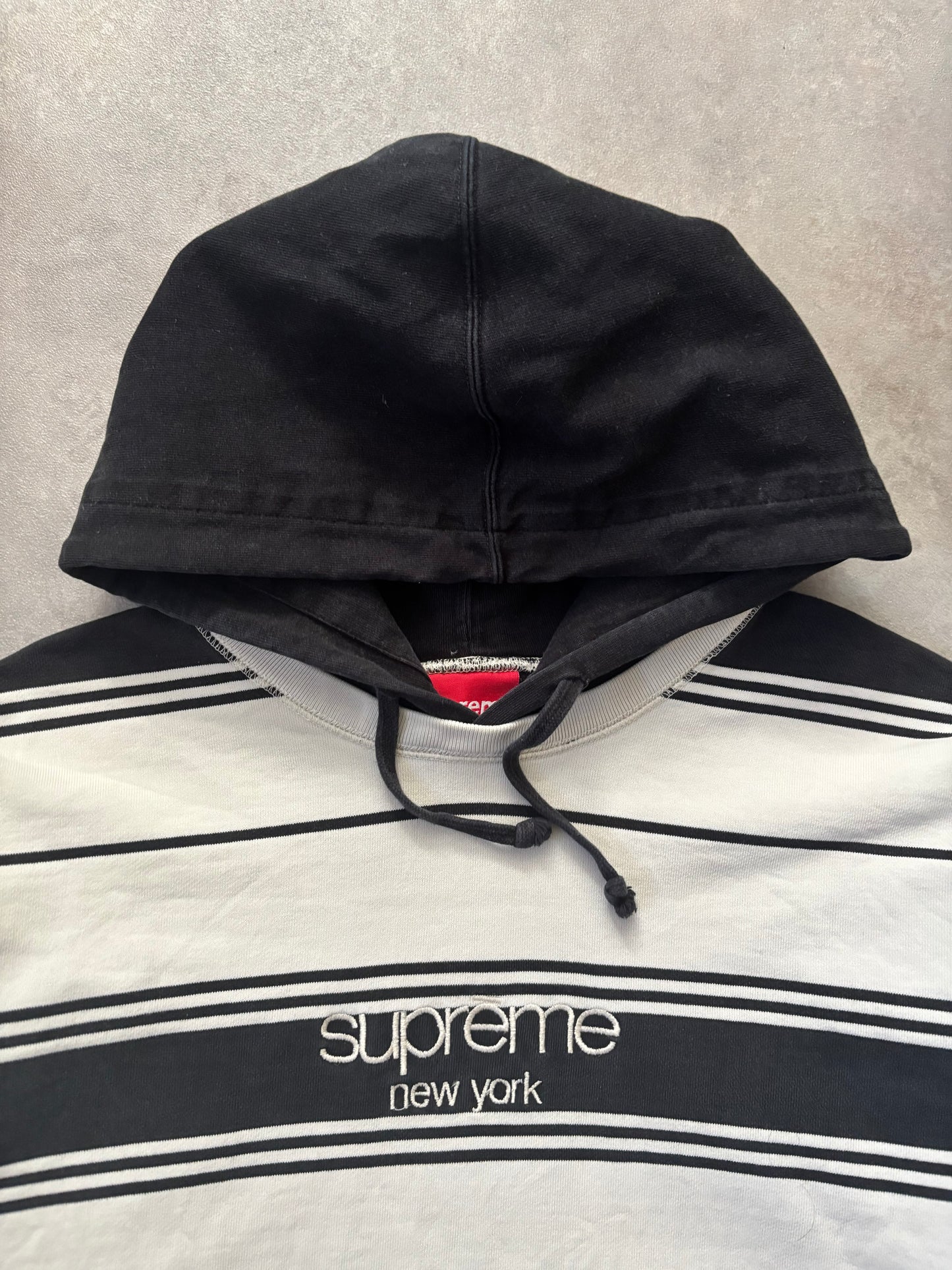 Supreme Striped Hooded Crewneck (Str. M)