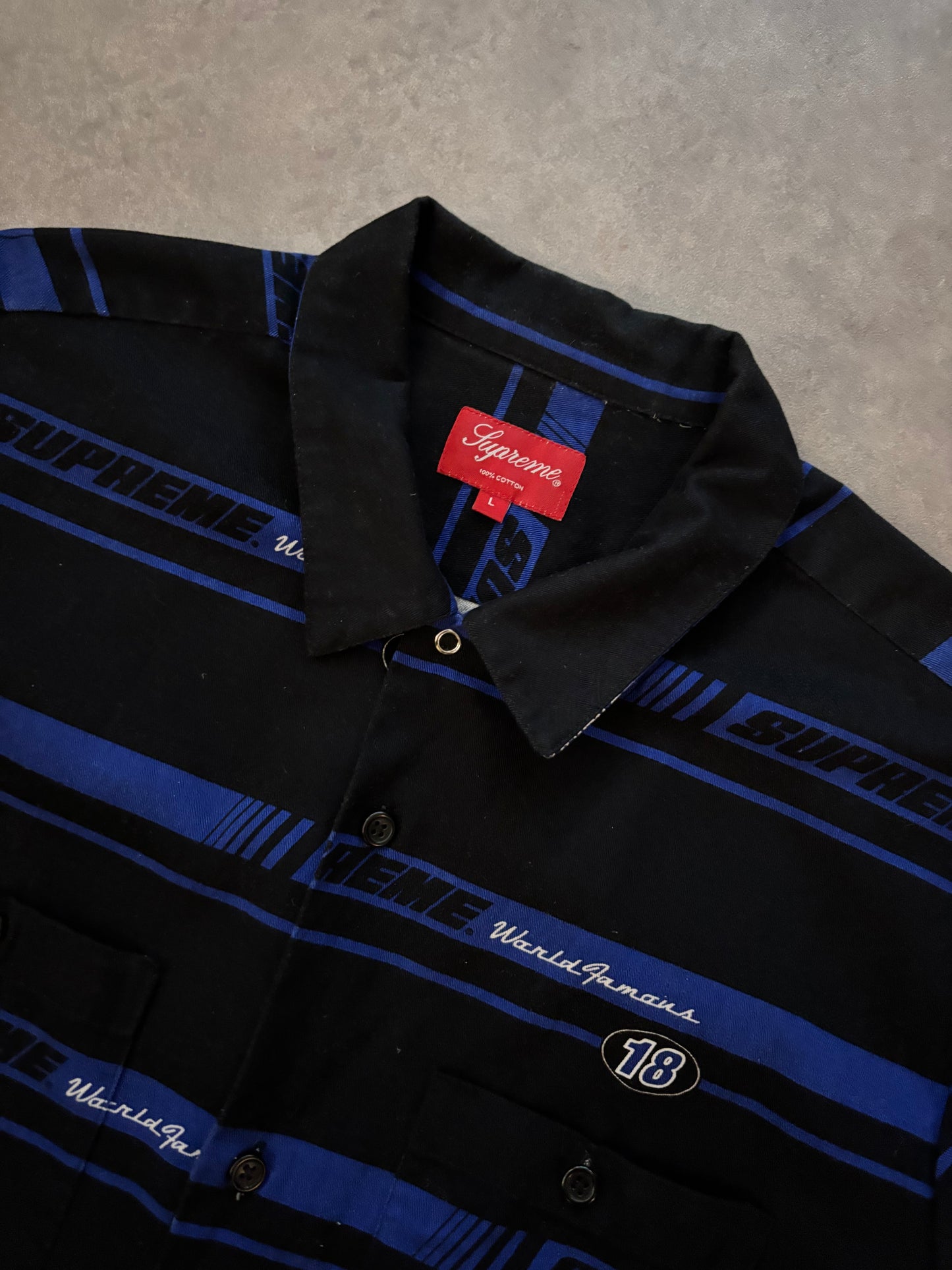 Supreme Striped Racing Work Shirt (Str. L)