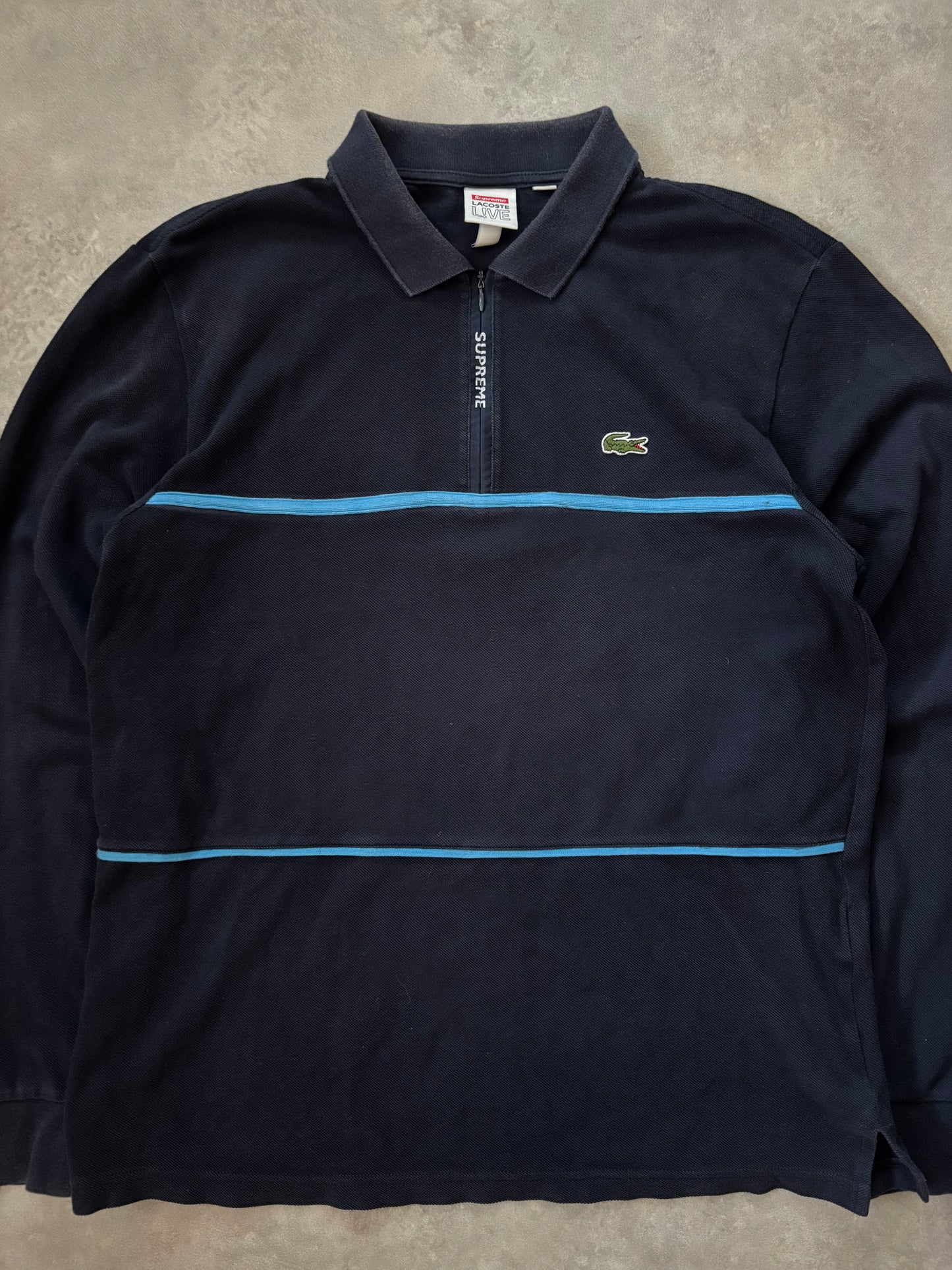 Supreme LACOSTE Pique Zip L/S Polo (Str. S)