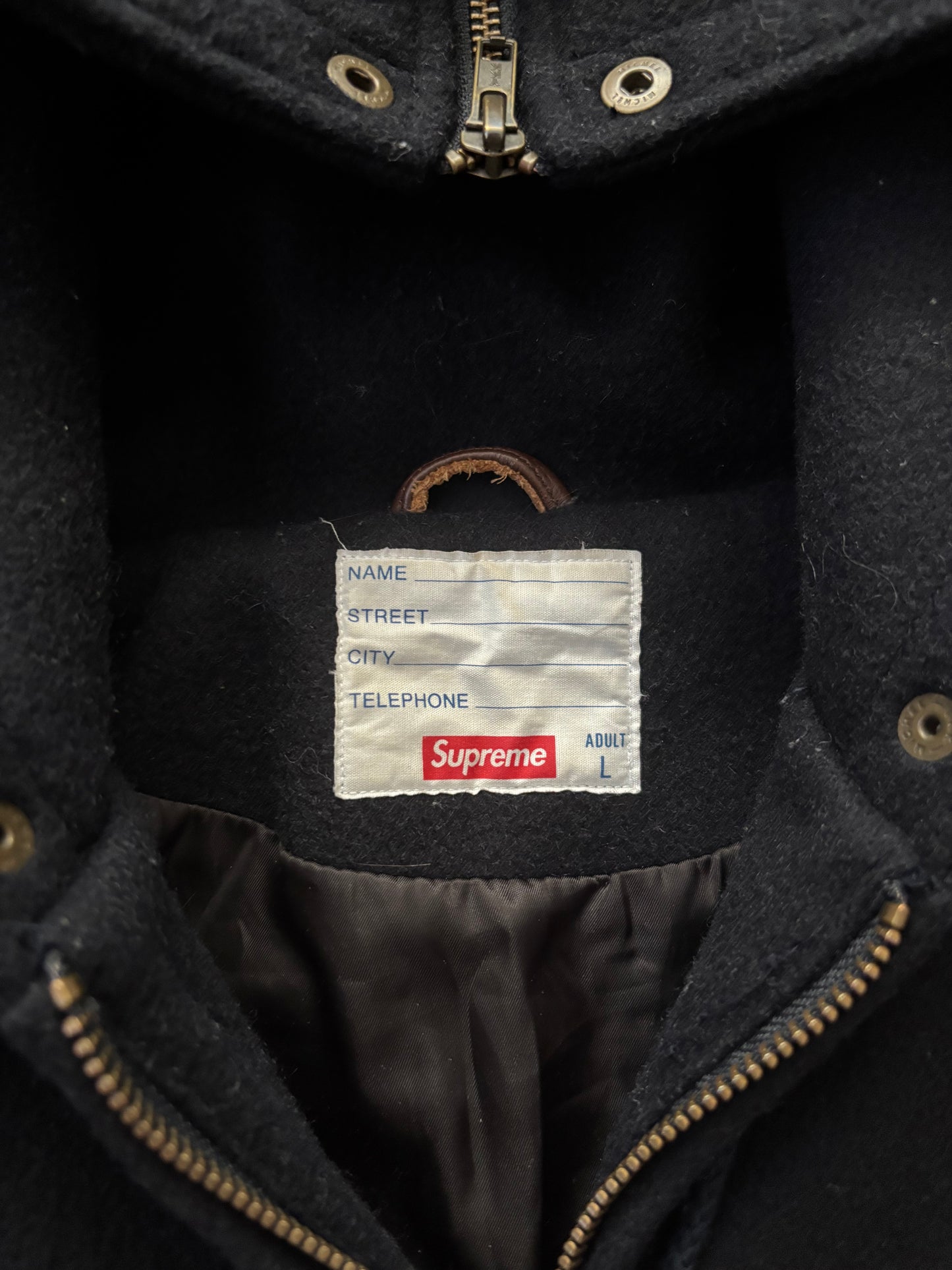 Supreme Hooded Varsity Leather Sleeve Jacket (Str. L)