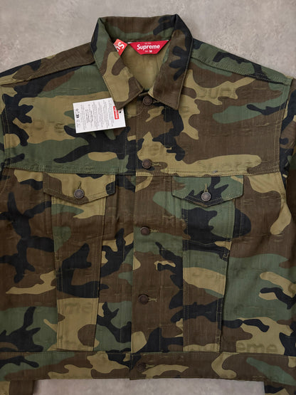 Supreme Jacquard Logos Denim Trucker Jacket
