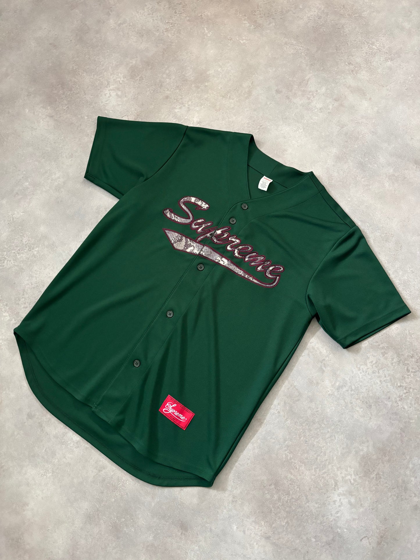 Supreme Snake Script Logo Baseball Jersey (Str. L)