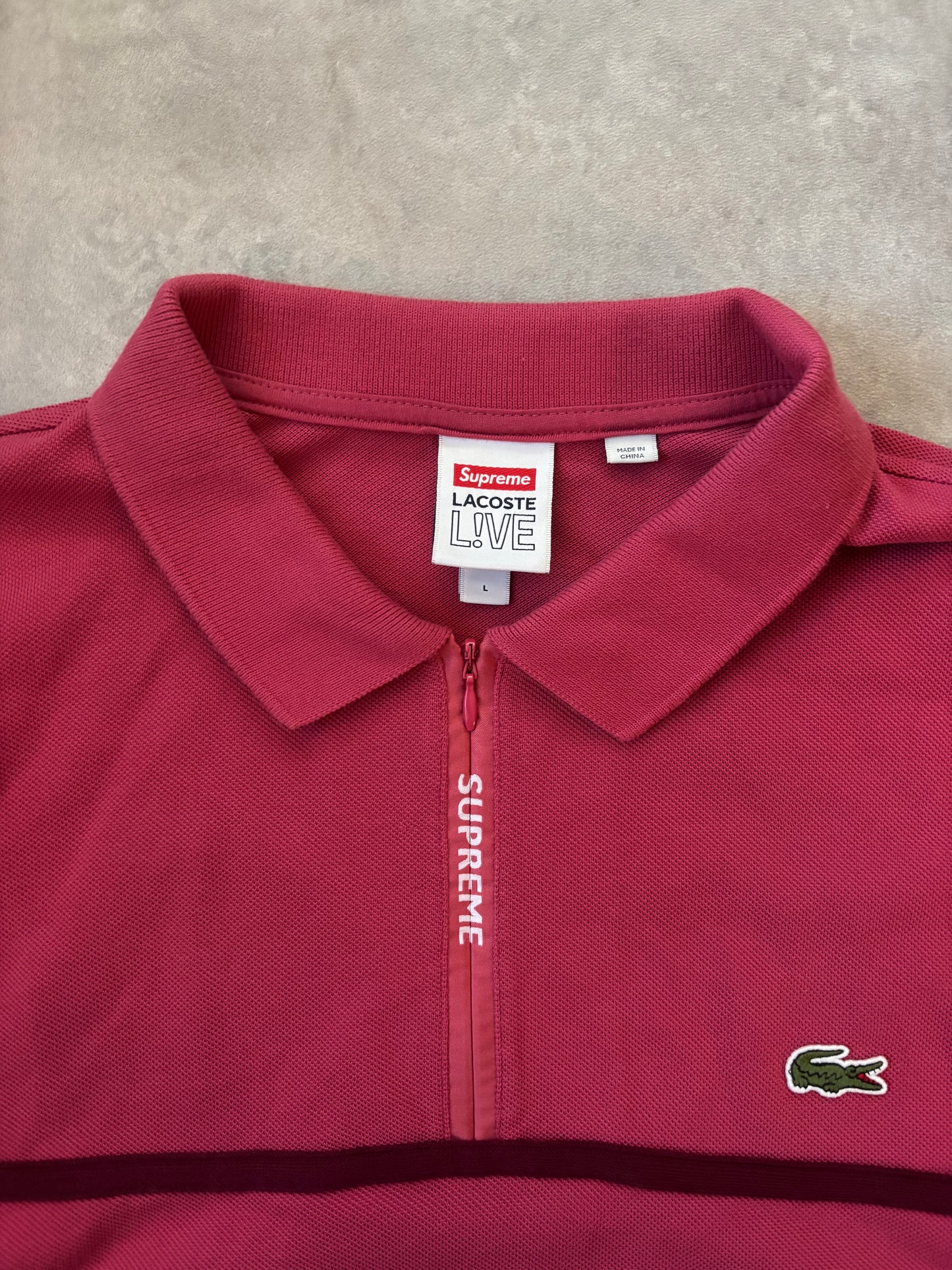 Supreme LACOSTE Pique Zip L/S Polo (Str. L)