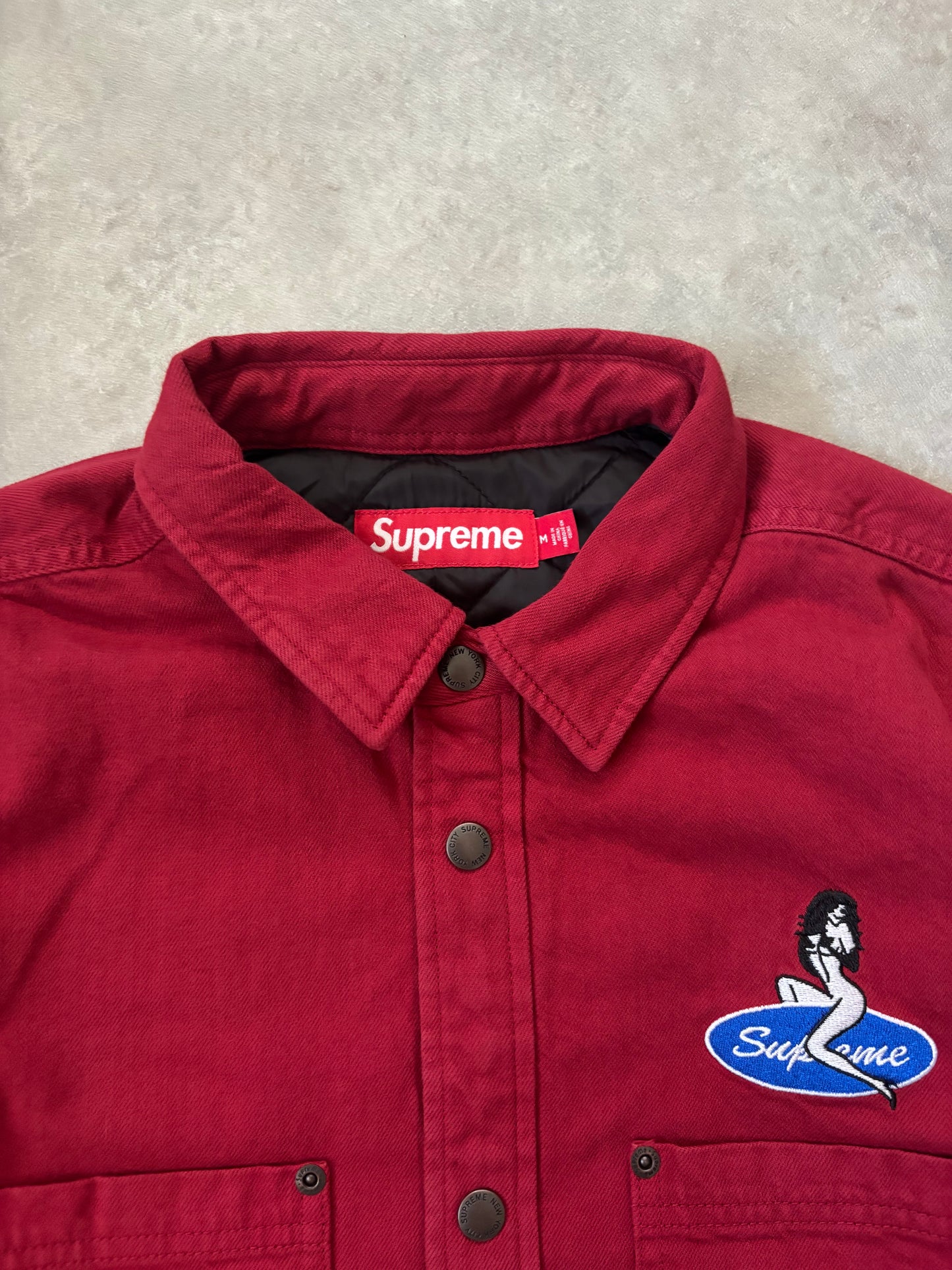 Supreme Quilted Lined Denim Snap Shirt (Str. M)