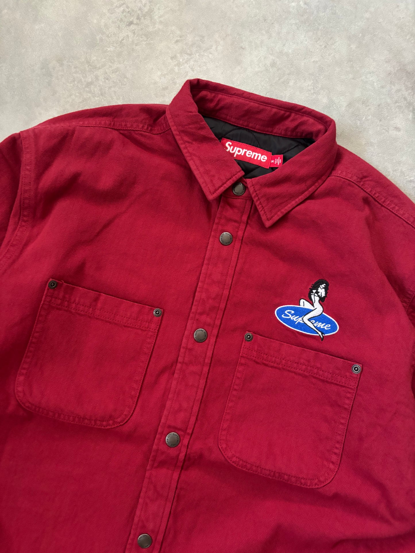 Supreme Quilted Lined Denim Snap Shirt (Str. M)