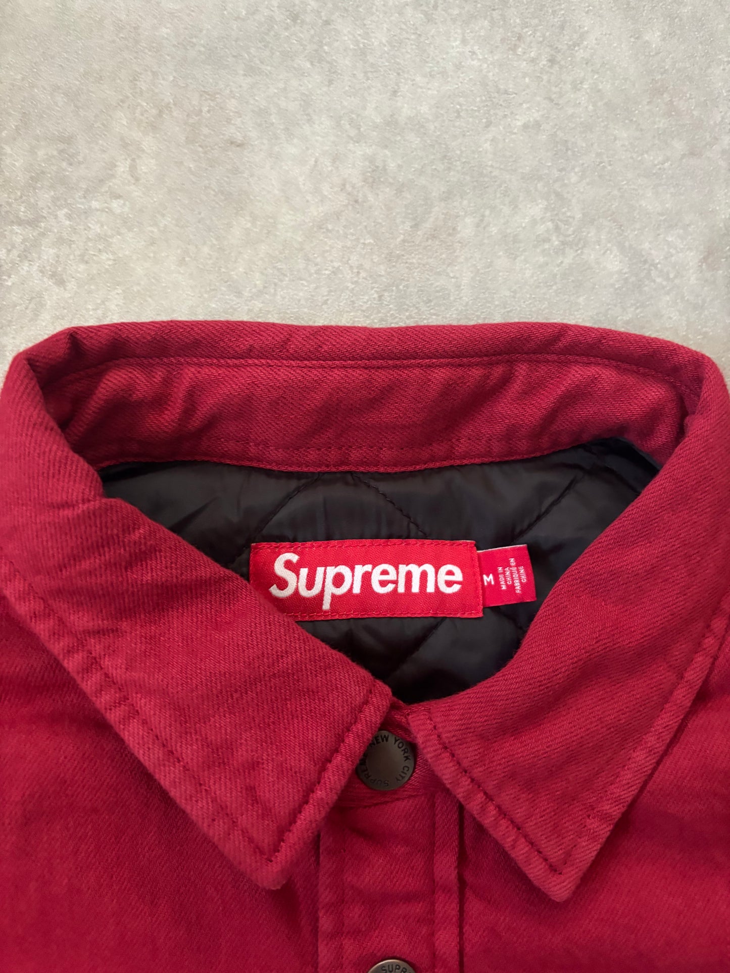 Supreme Quilted Lined Denim Snap Shirt (Str. M)