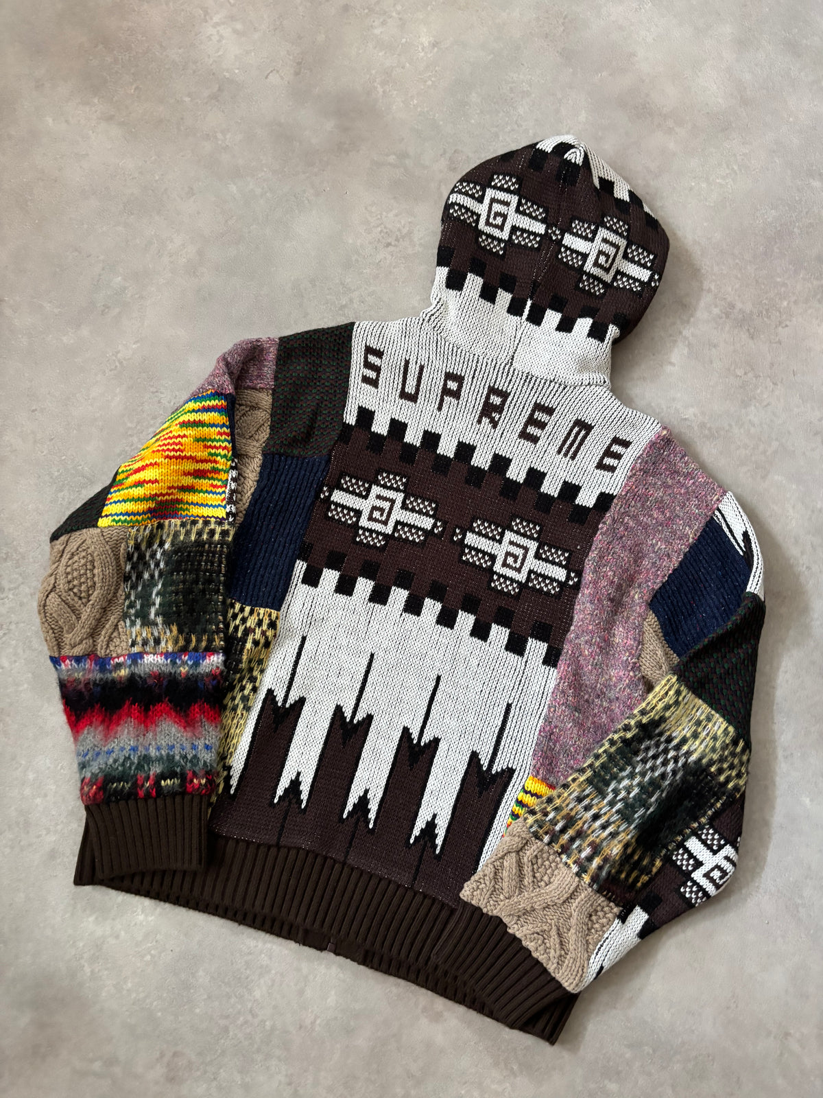 Supreme Patchwork Zip Up Hooded Sweater (Str. M)
