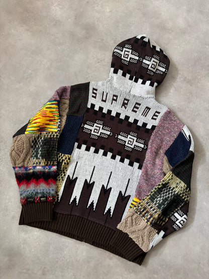 Supreme Patchwork Zip Up Hooded Sweater (Str. M)