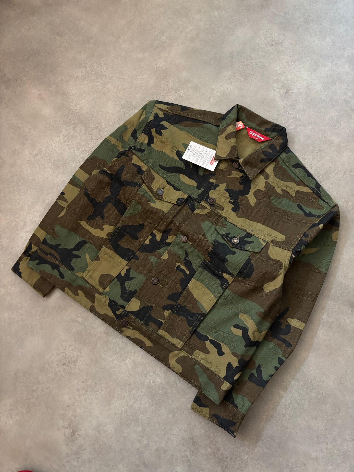 Supreme Jacquard Logos Denim Trucker Jacket