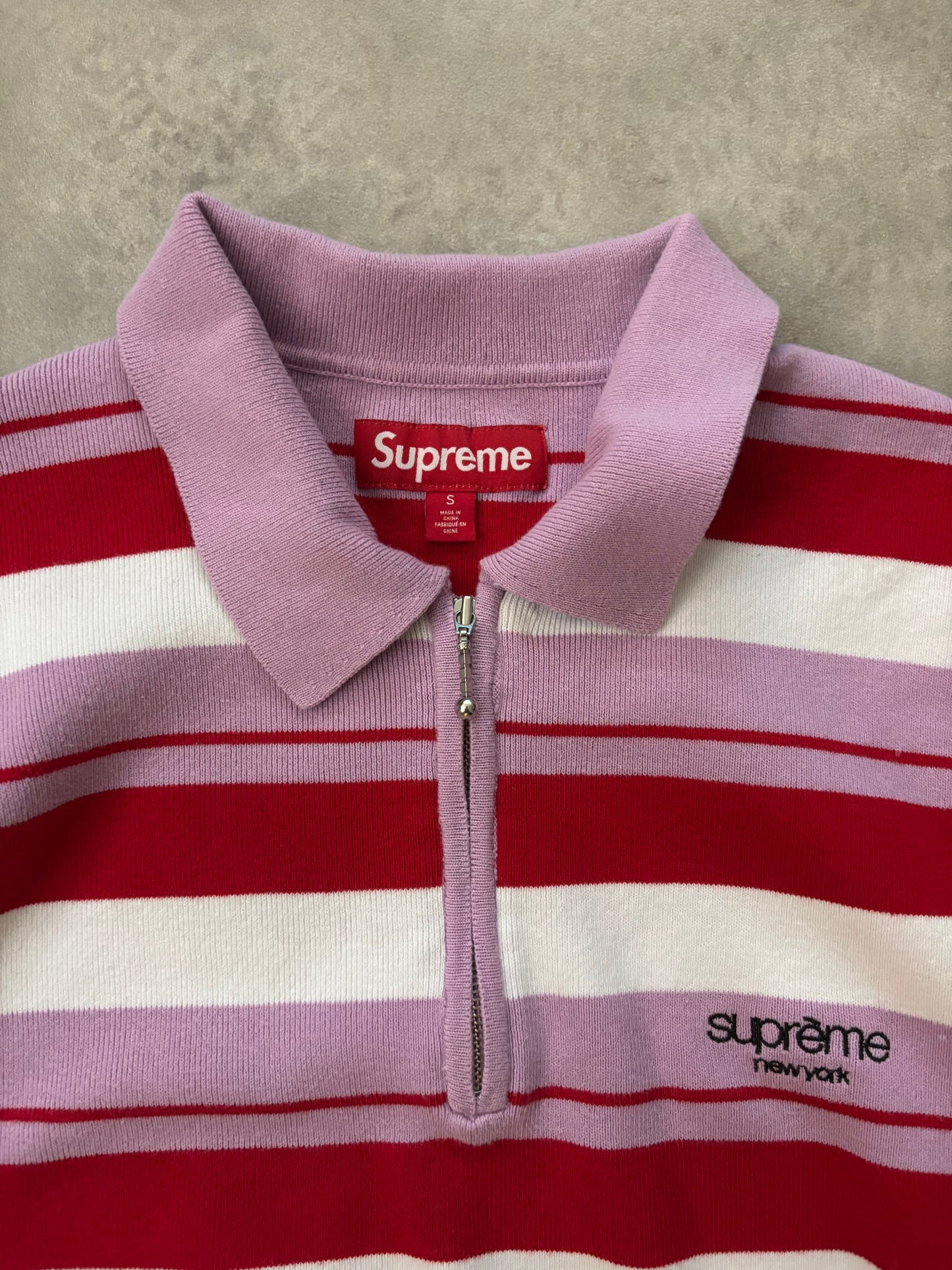Supreme Stripe Zip L/S Polo (Str. S)
