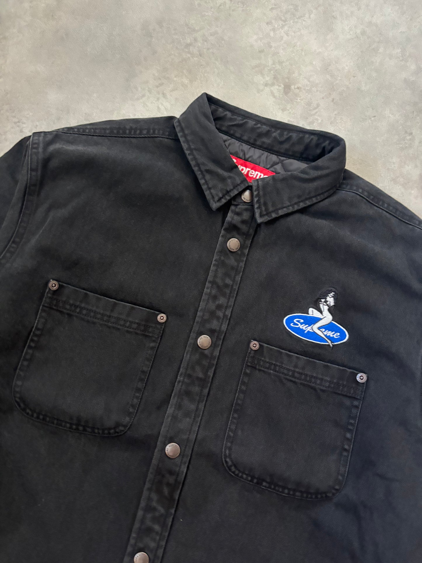Supreme Quilted Lined Denim Snap Shirt (Str. M)