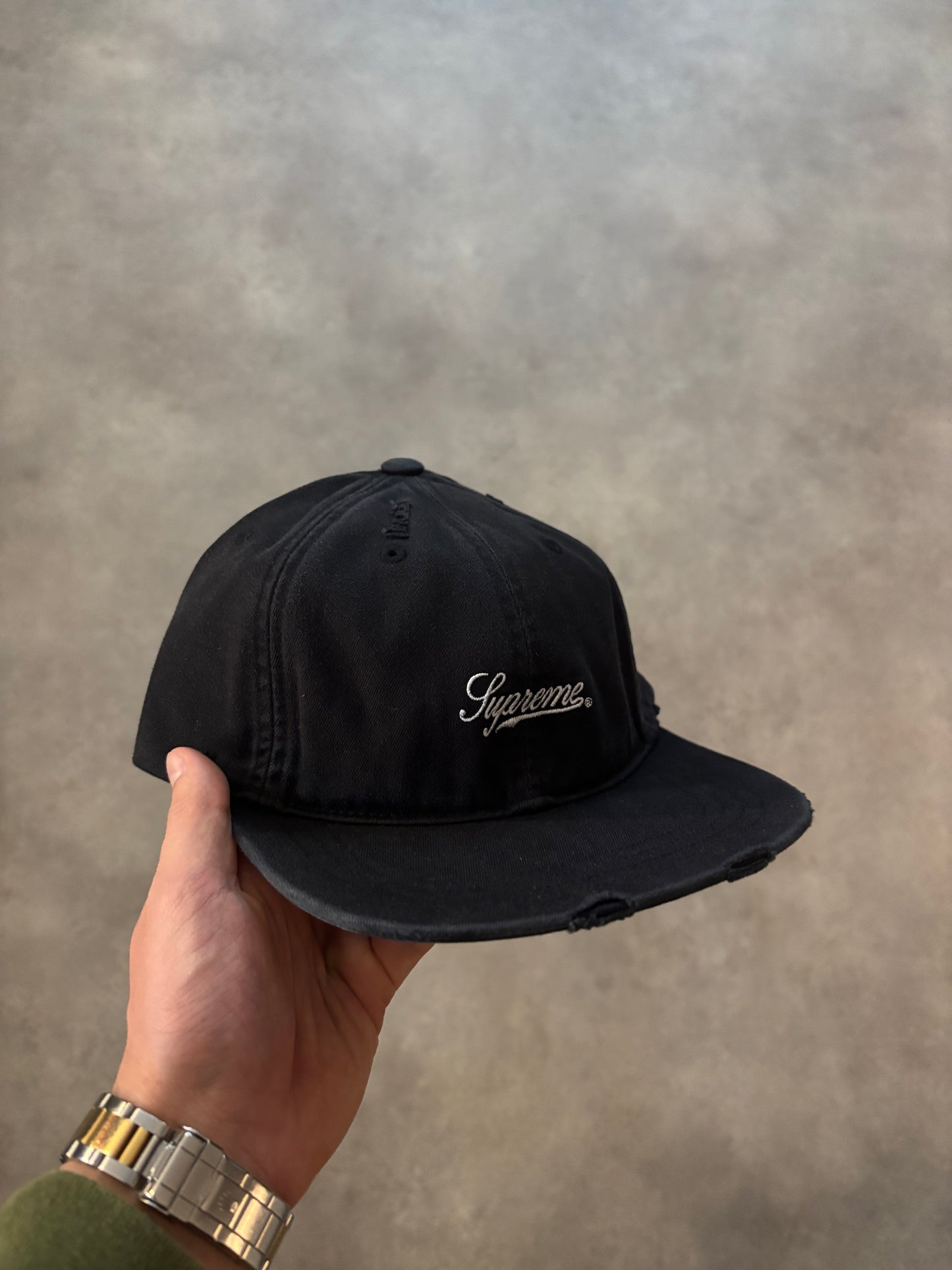 Supreme Distressed Script 6-Panel