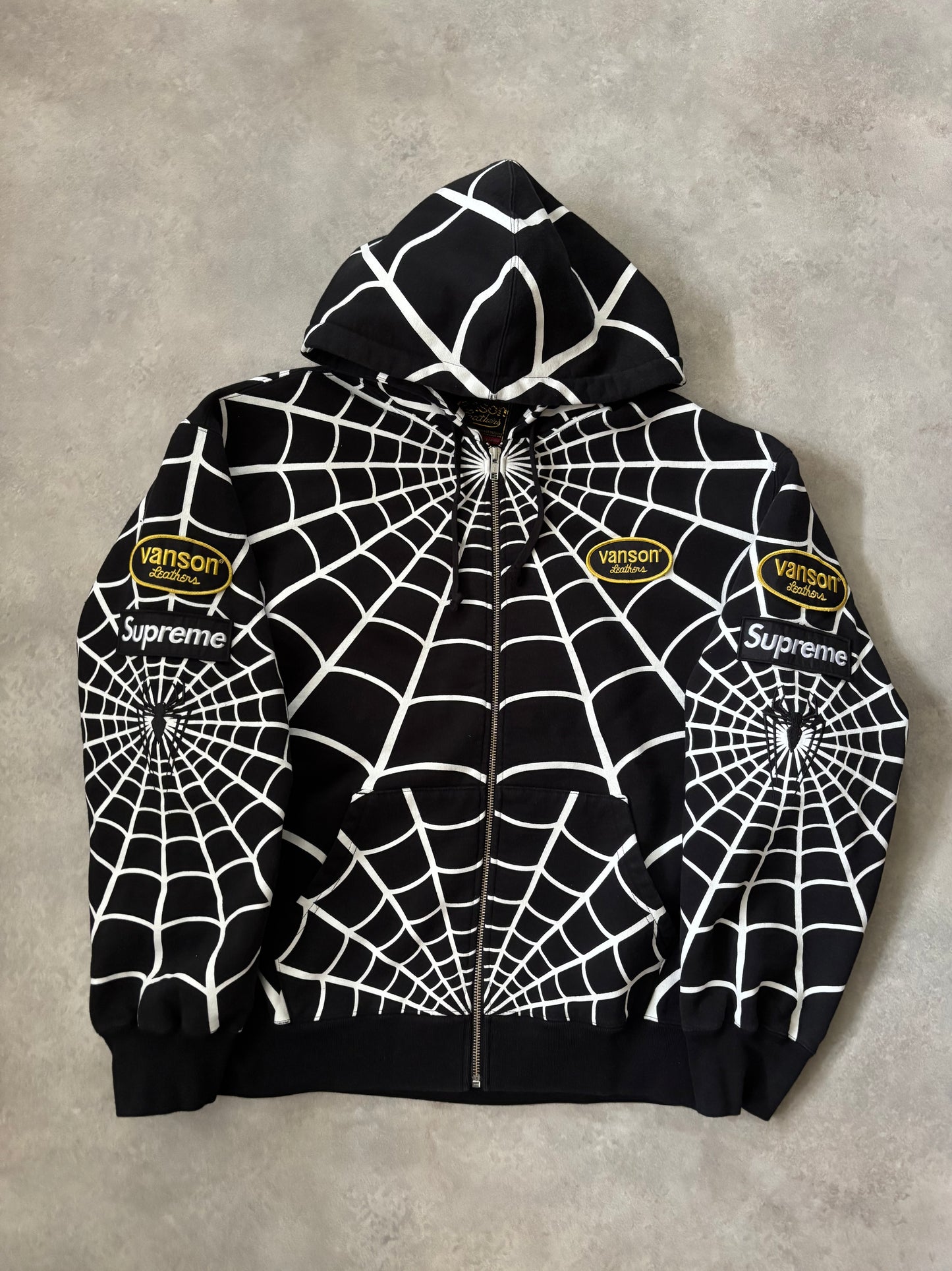 Supreme Vanson Leathers Spider-Man Zip Up Hoodie (Str. M)