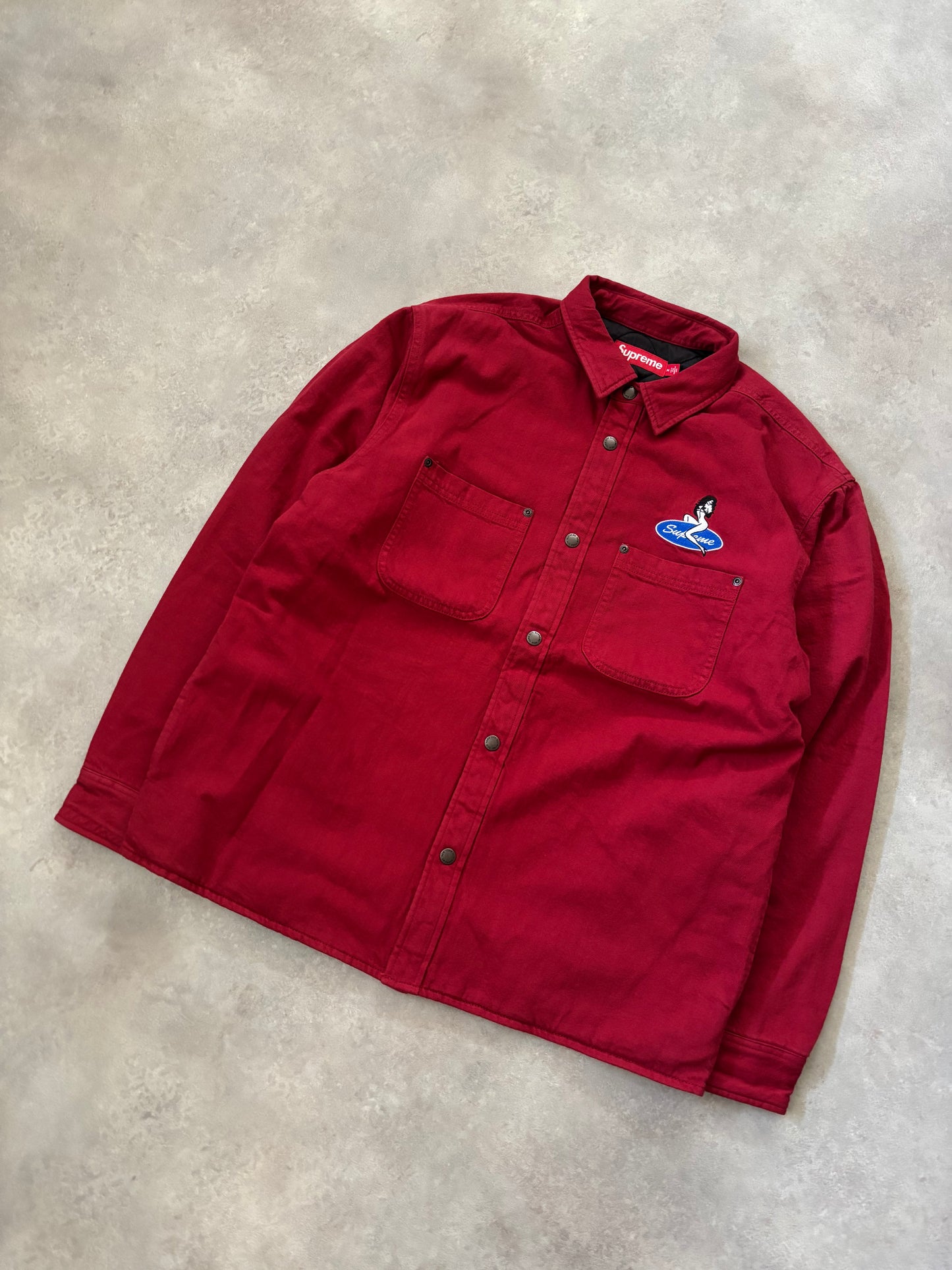 Supreme Quilted Lined Denim Snap Shirt (Str. M)
