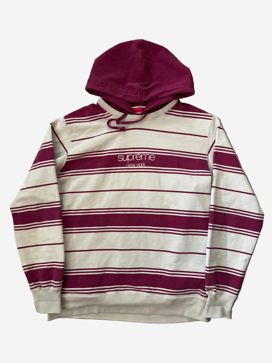 Supreme Striped Hooded Crewneck (Str. L)