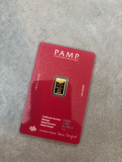 Supreme x Pamp Suisse 1g Gold Bar