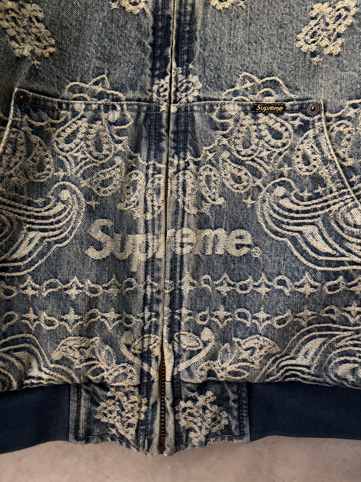 Supreme Bandana Jacquard Denim Hooded Work Jacket (Str. L)