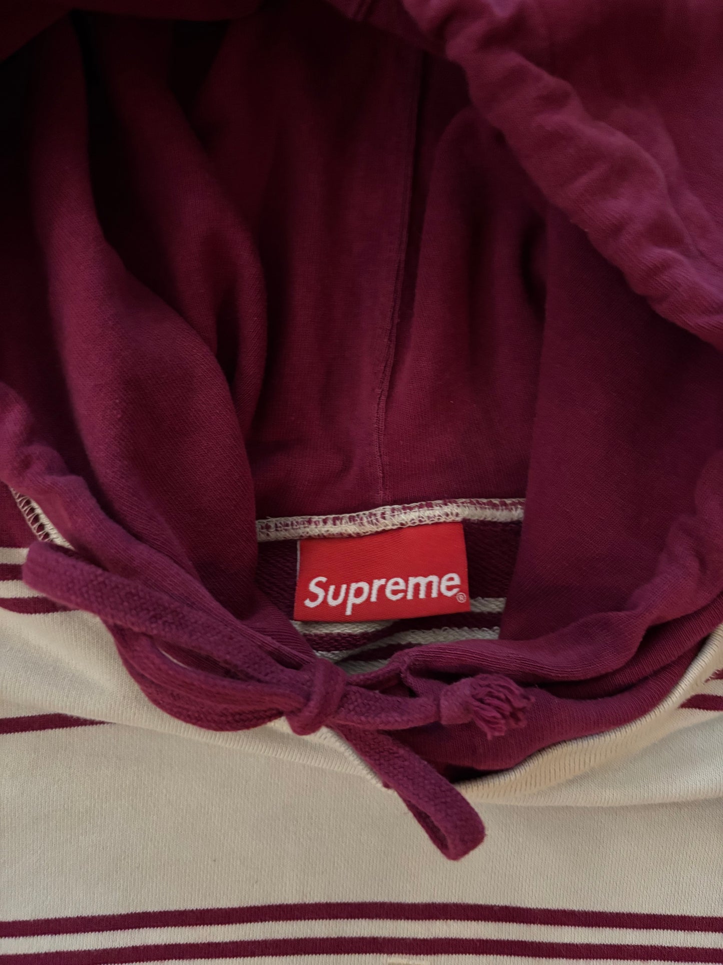 Supreme Striped Hooded Crewneck (Str. M)