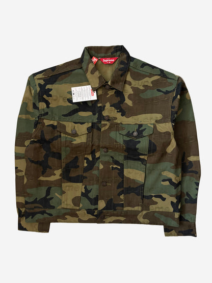 Supreme Jacquard Logos Denim Trucker Jacket