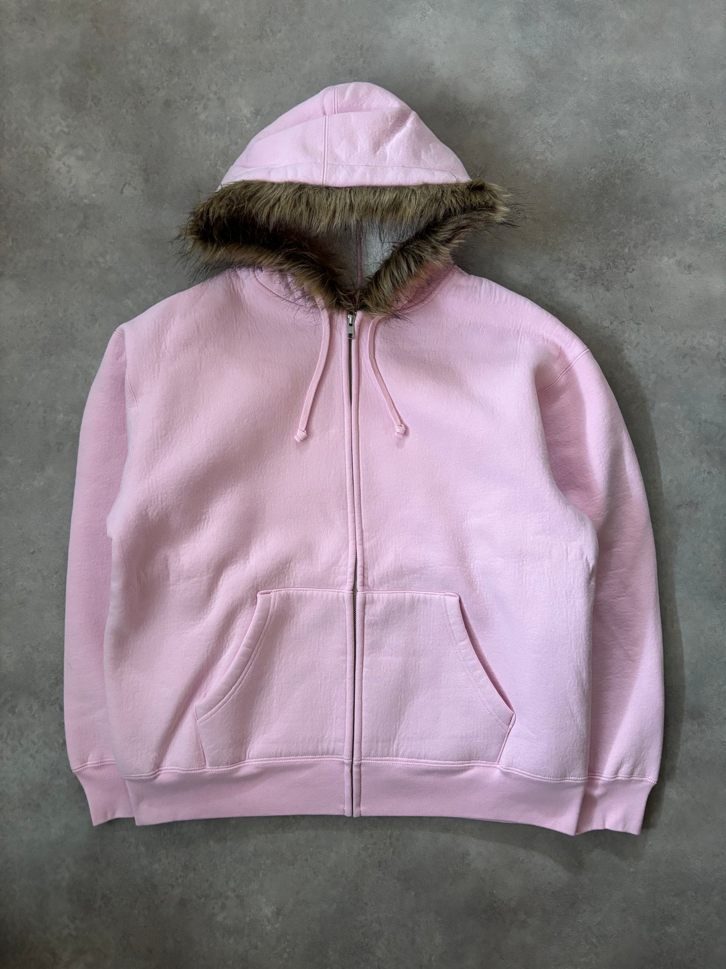 Supreme Faux Fur Zip Up Hooded Sweatshirt (Str. L)
