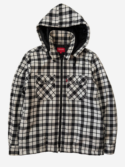 Supreme Lined Zip Up Hooded Flannel Shirt (Str. S)