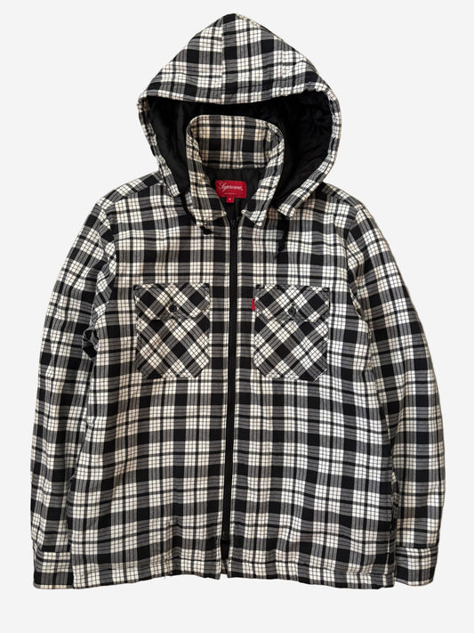 Supreme Lined Zip Up Hooded Flannel Shirt (Str. S)