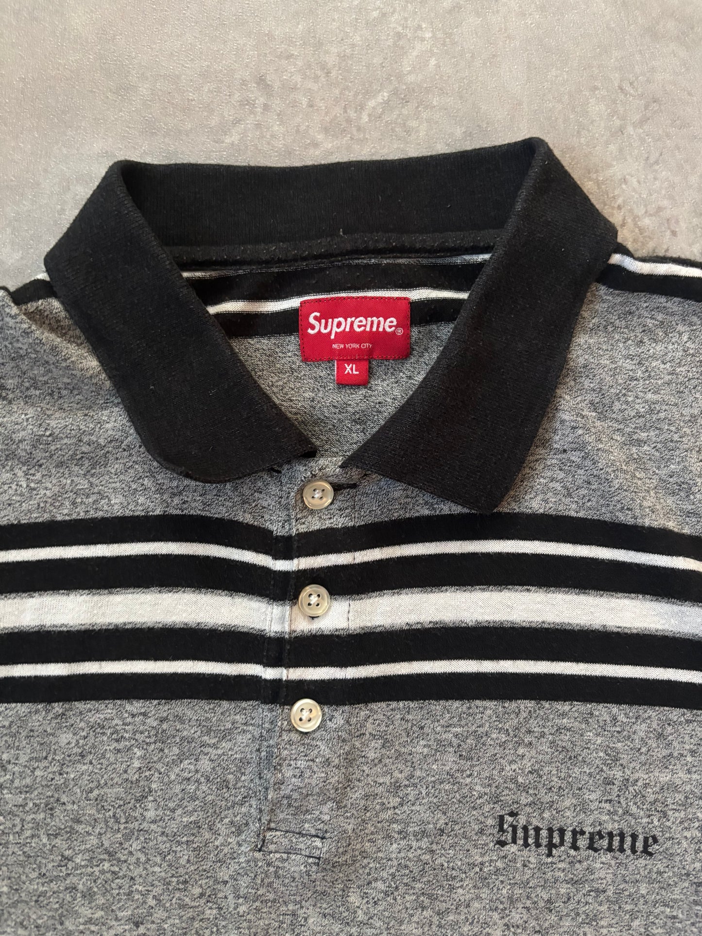 Supreme Heather Stripe Polo (Str. XL)