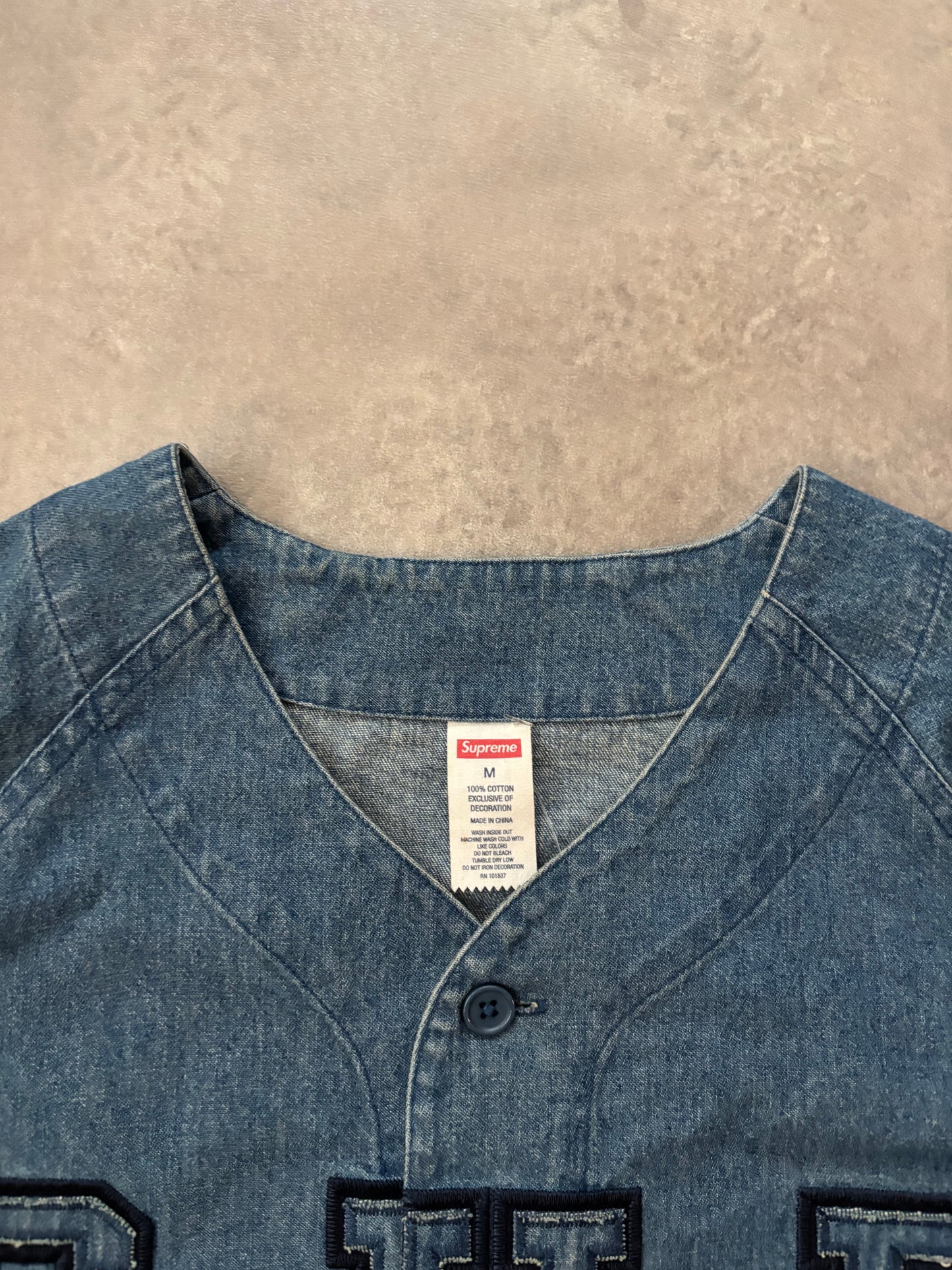 Supreme Denim Baseball Jersey (Str. M)