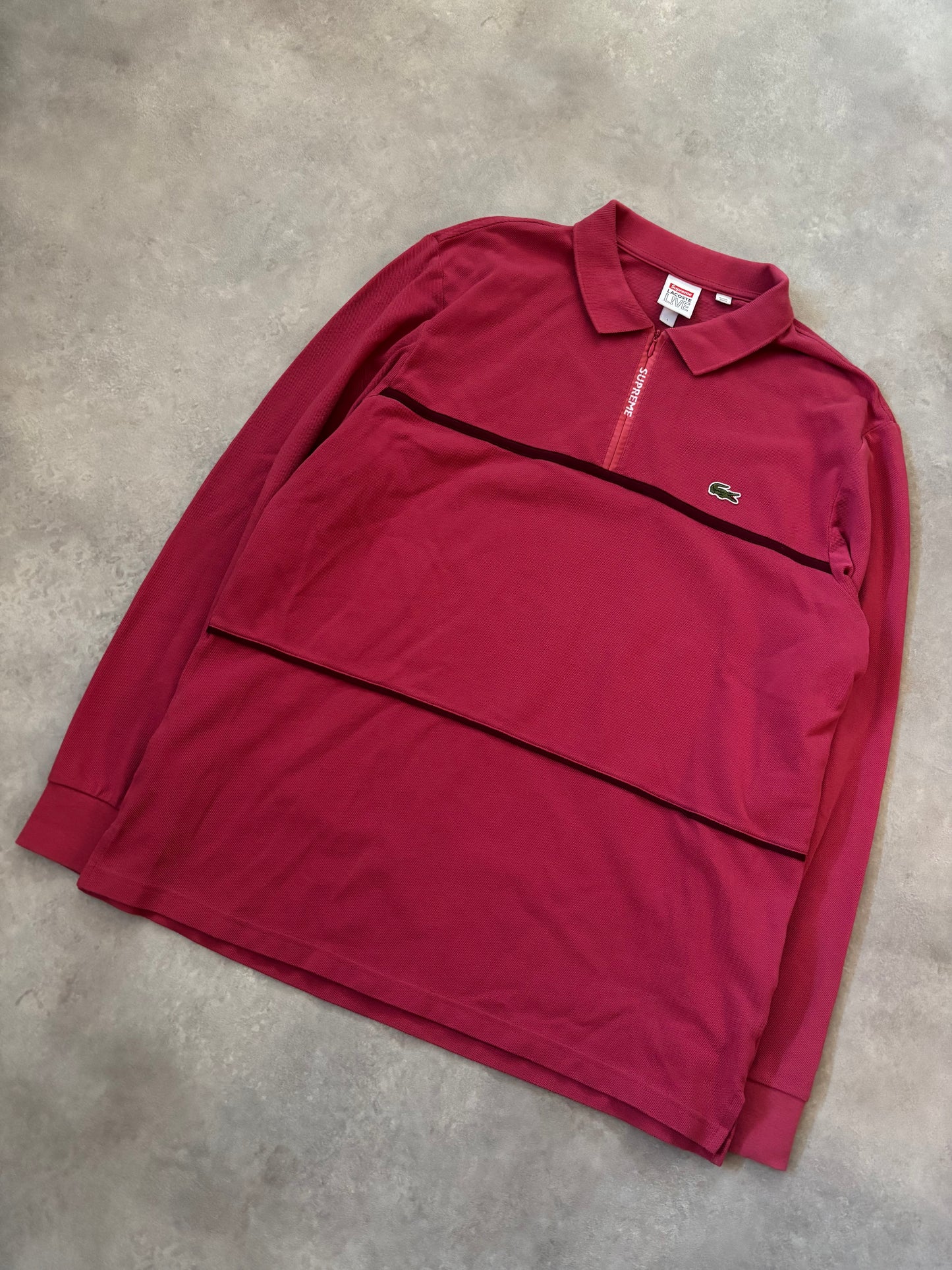 Supreme LACOSTE Pique Zip L/S Polo (Str. L)
