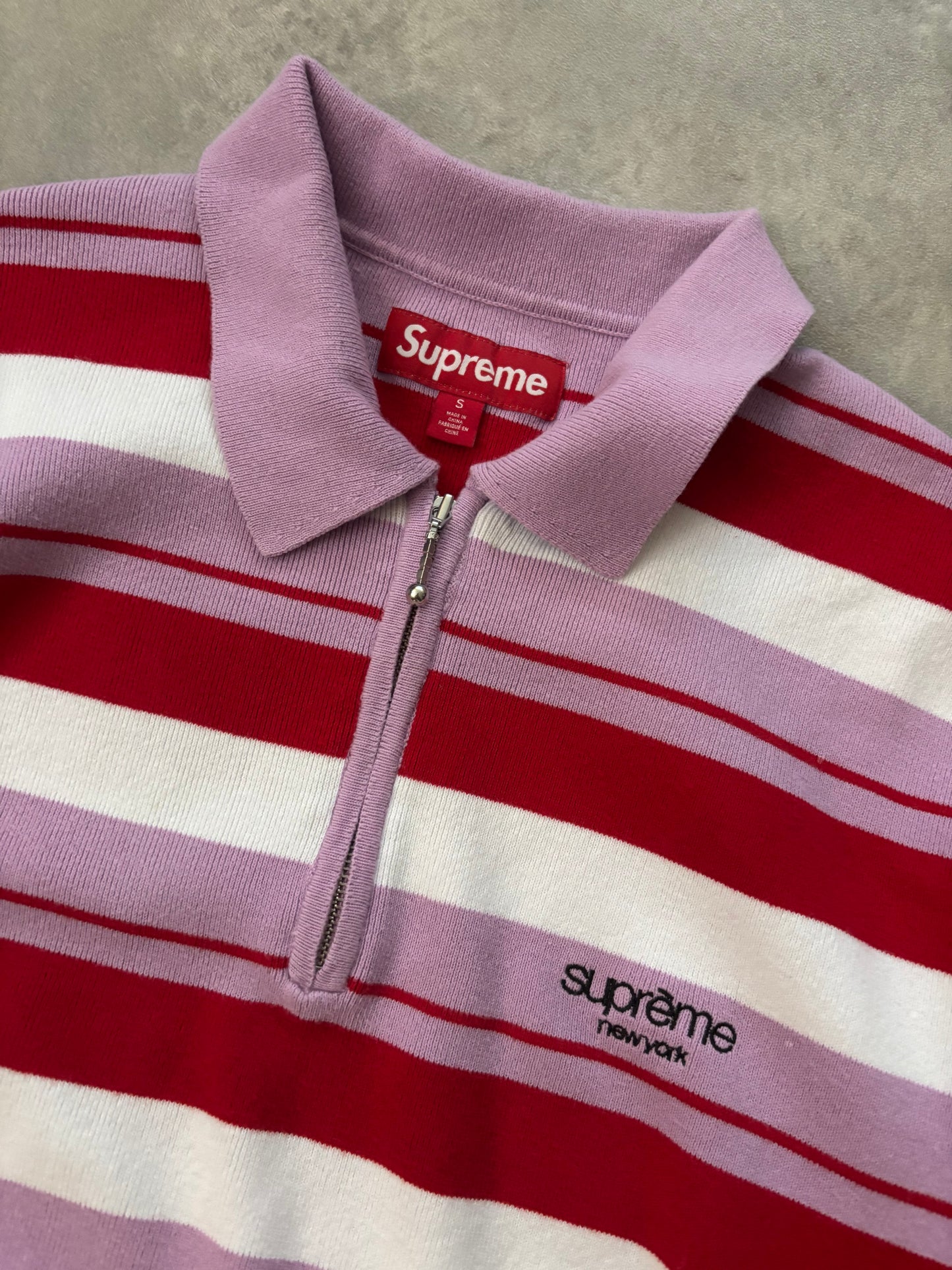 Supreme Stripe Zip L/S Polo (Str. S)