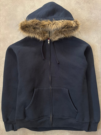 Supreme Faux Fur Zip  Up Hooded Sweatshirt (Str. S)