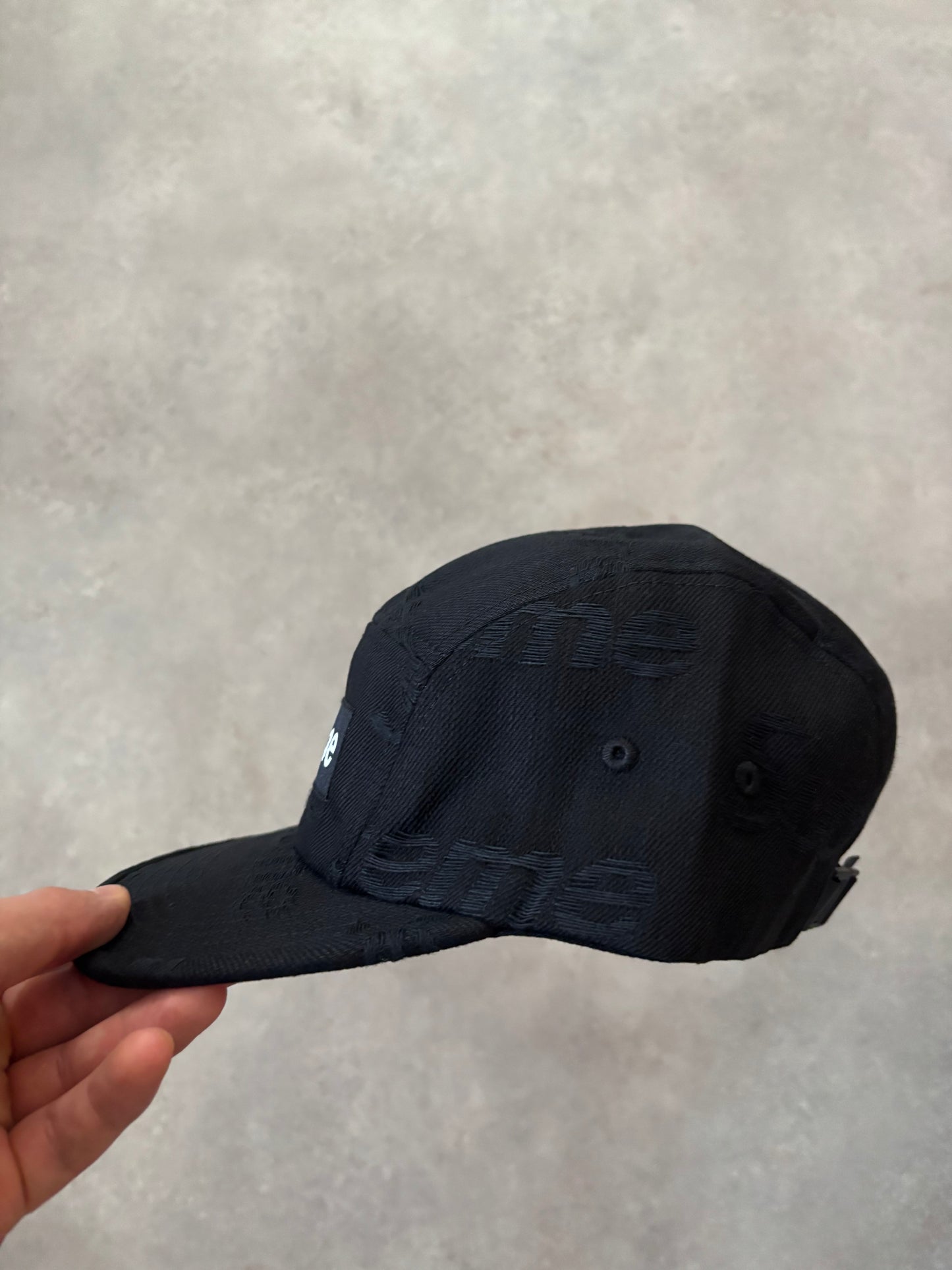 Supreme Jacquard Logos Denim Camp Cap